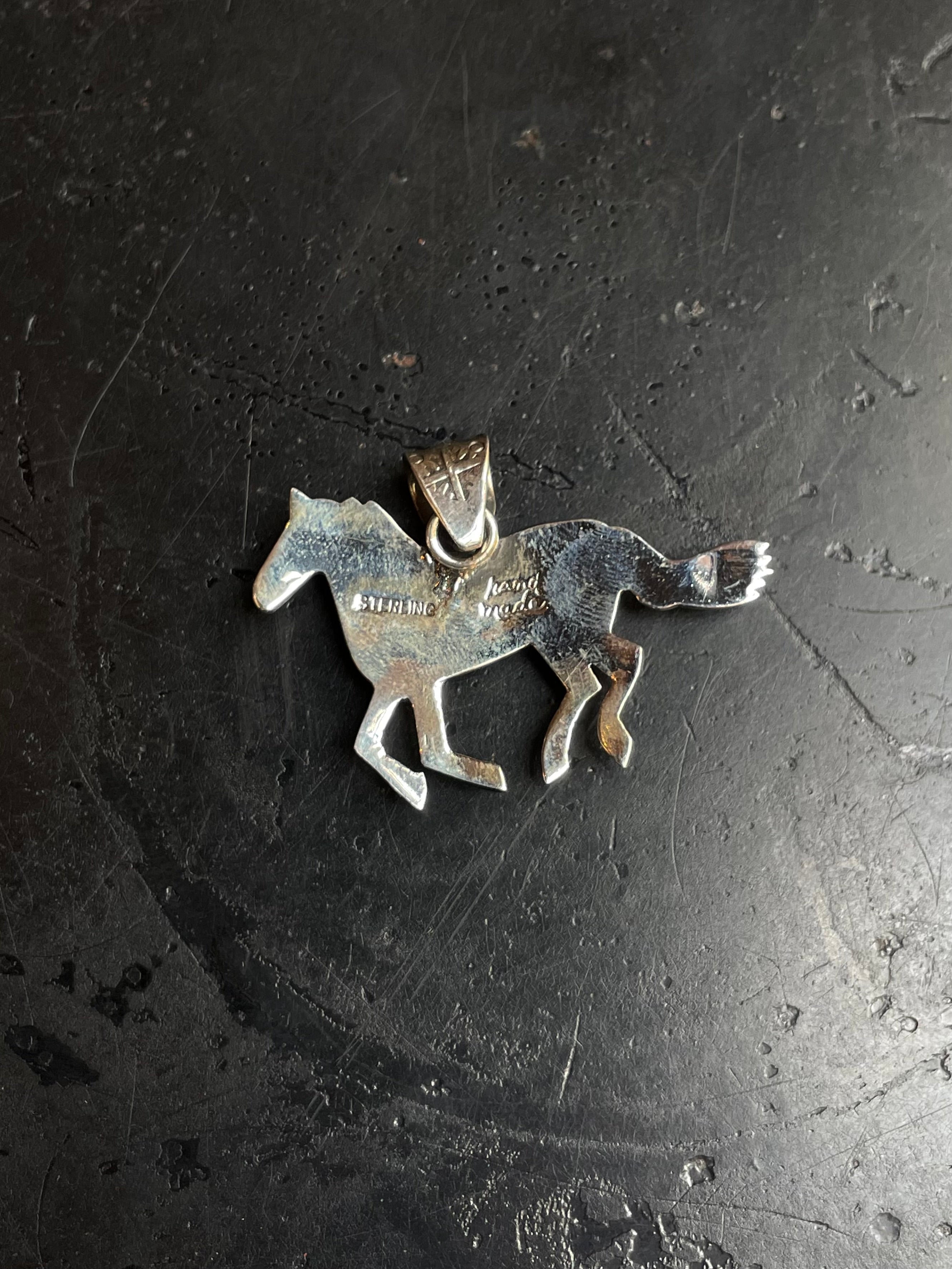 Kingman Turquoise Horse Pendant | 925 Sterling Silver E232