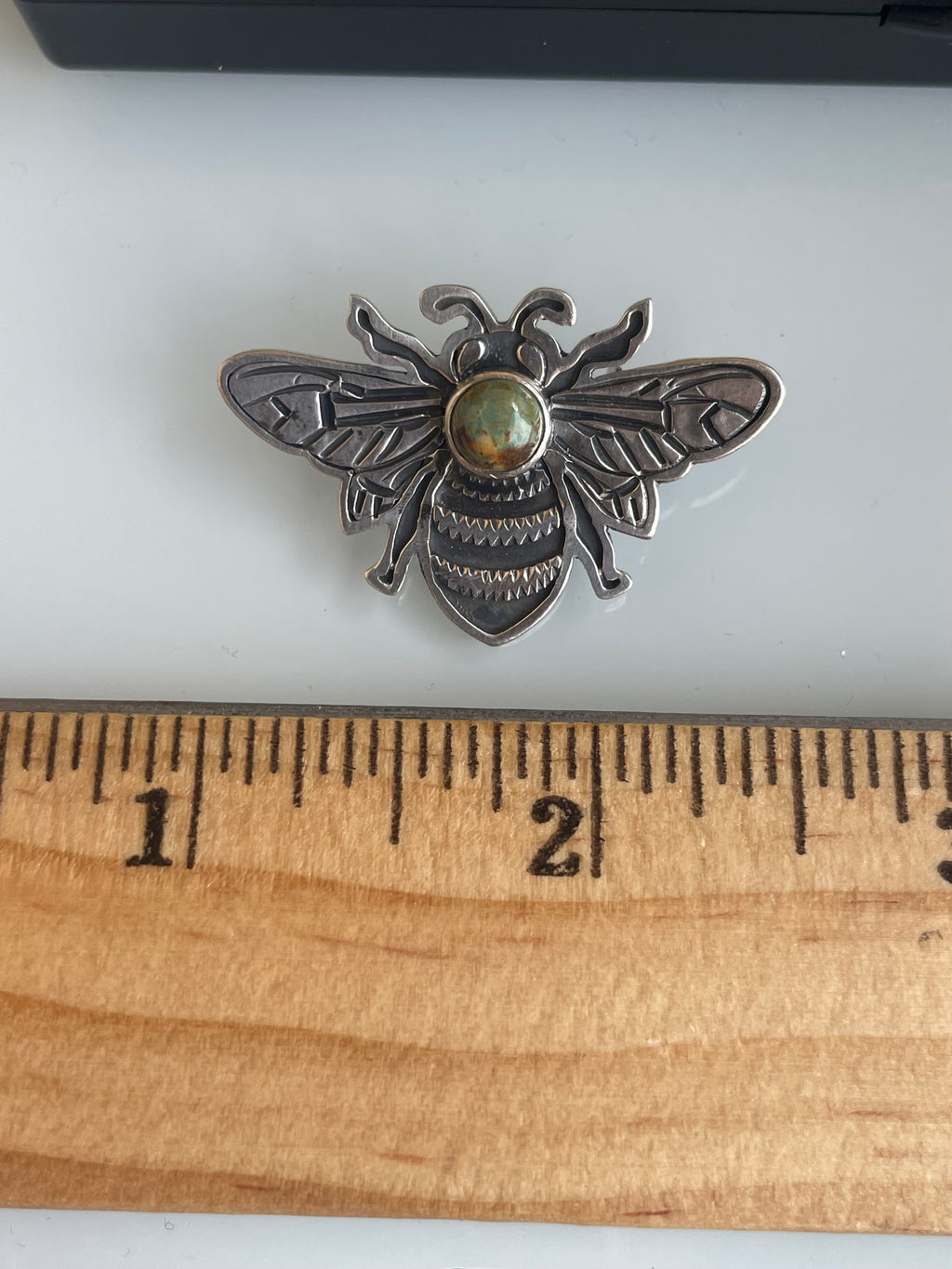 Kingman Turquoise Bumblebee Brooch | 925 Sterling Silver G629