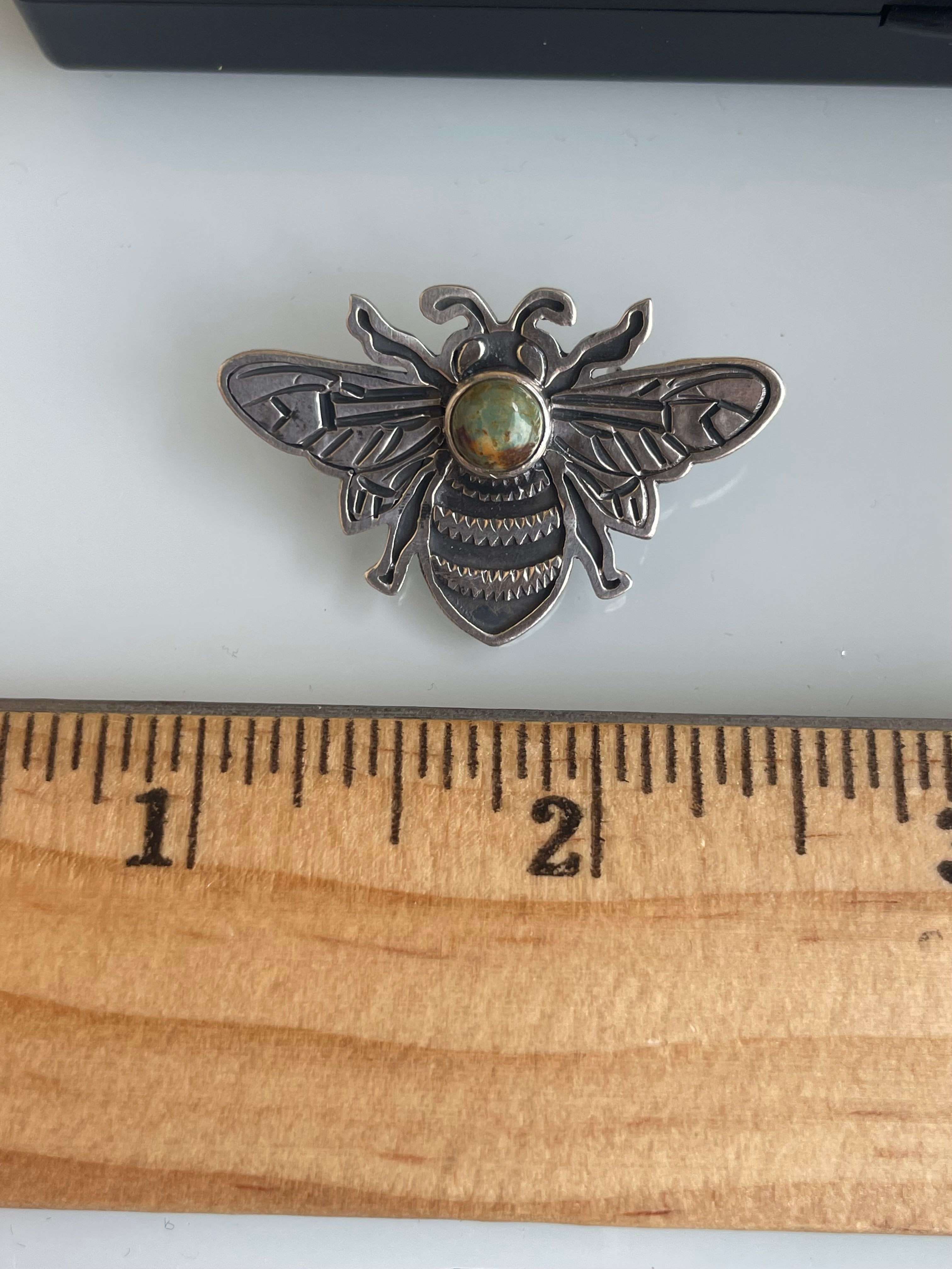 Kingman Turquoise Bumblebee Brooch | 925 Sterling Silver G629