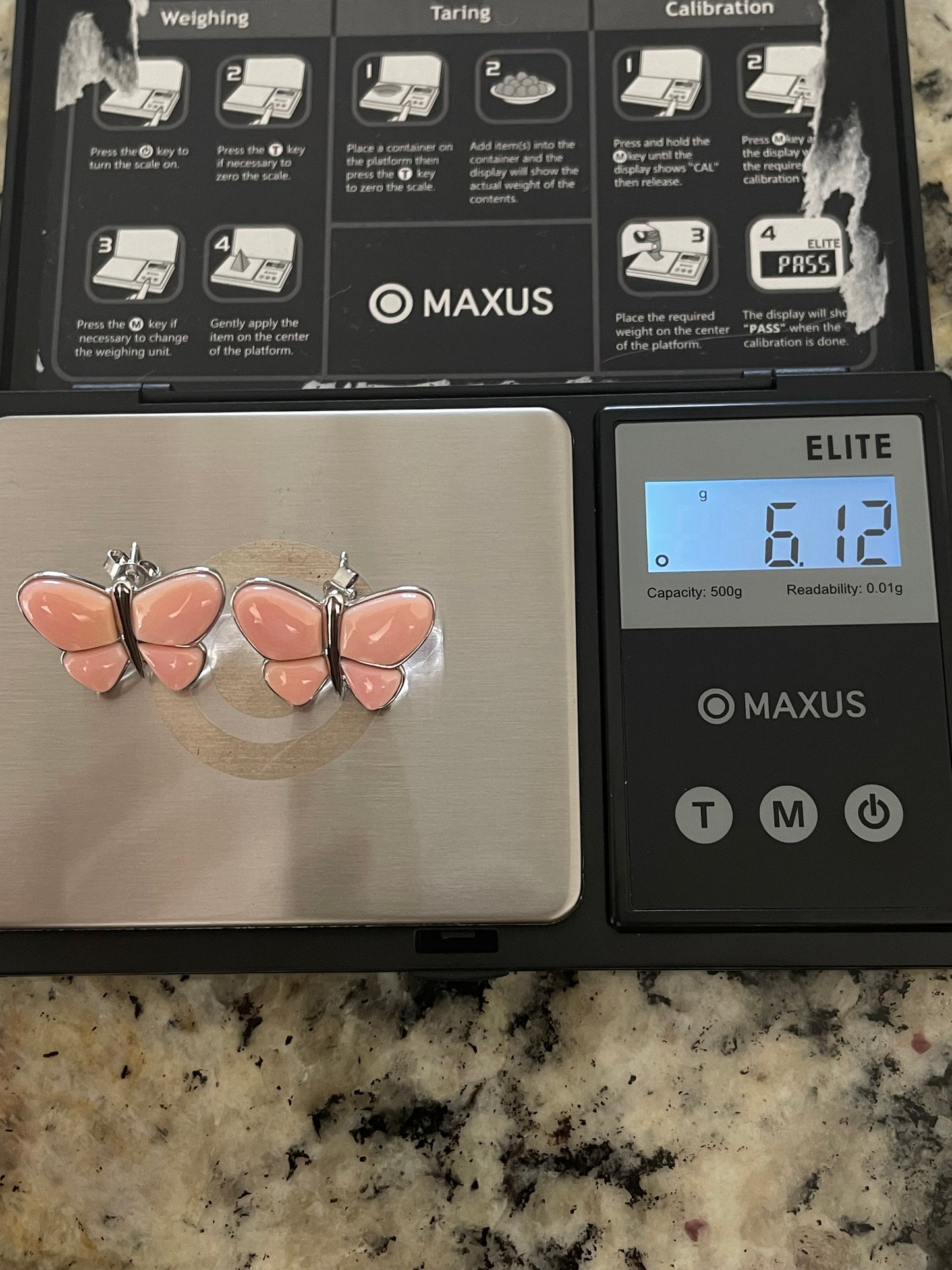 Pink Conch Butterfly Stud Earrings | 925 Sterling Silver E408