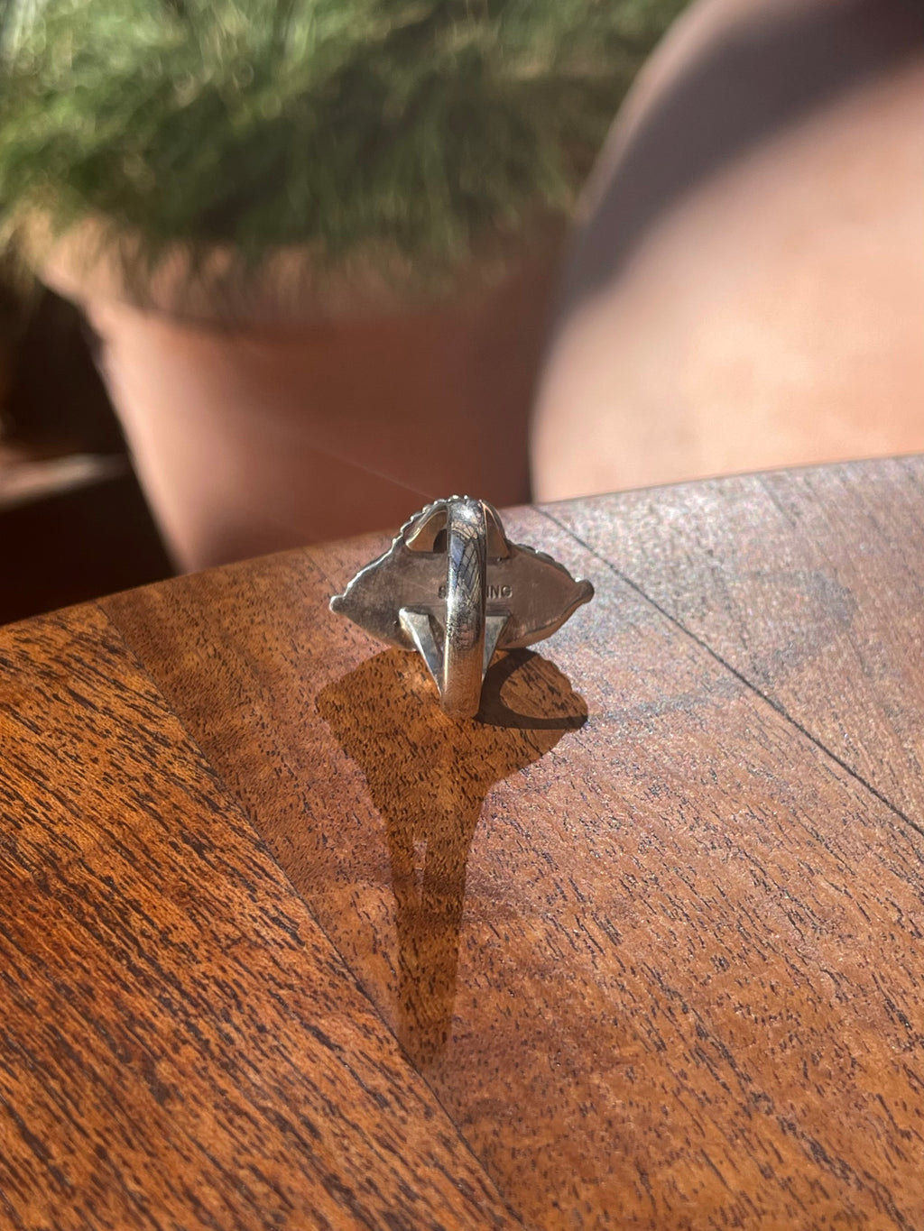 Pink Conch Leaf Ring Size 8 | 925 Sterling Silver C873