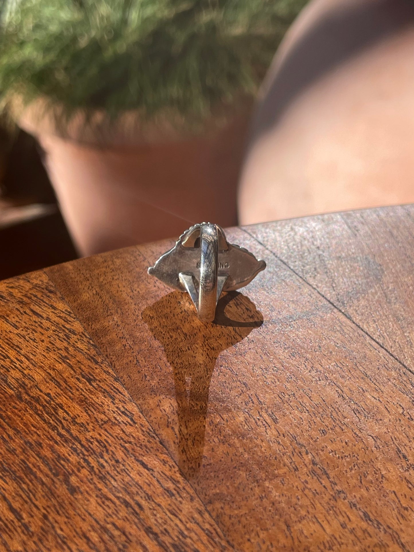Pink Conch Leaf Ring Size 8 | 925 Sterling Silver C873