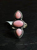 Pink Conch Three Stone Ring | Sterling Silver | Size 7 | A412