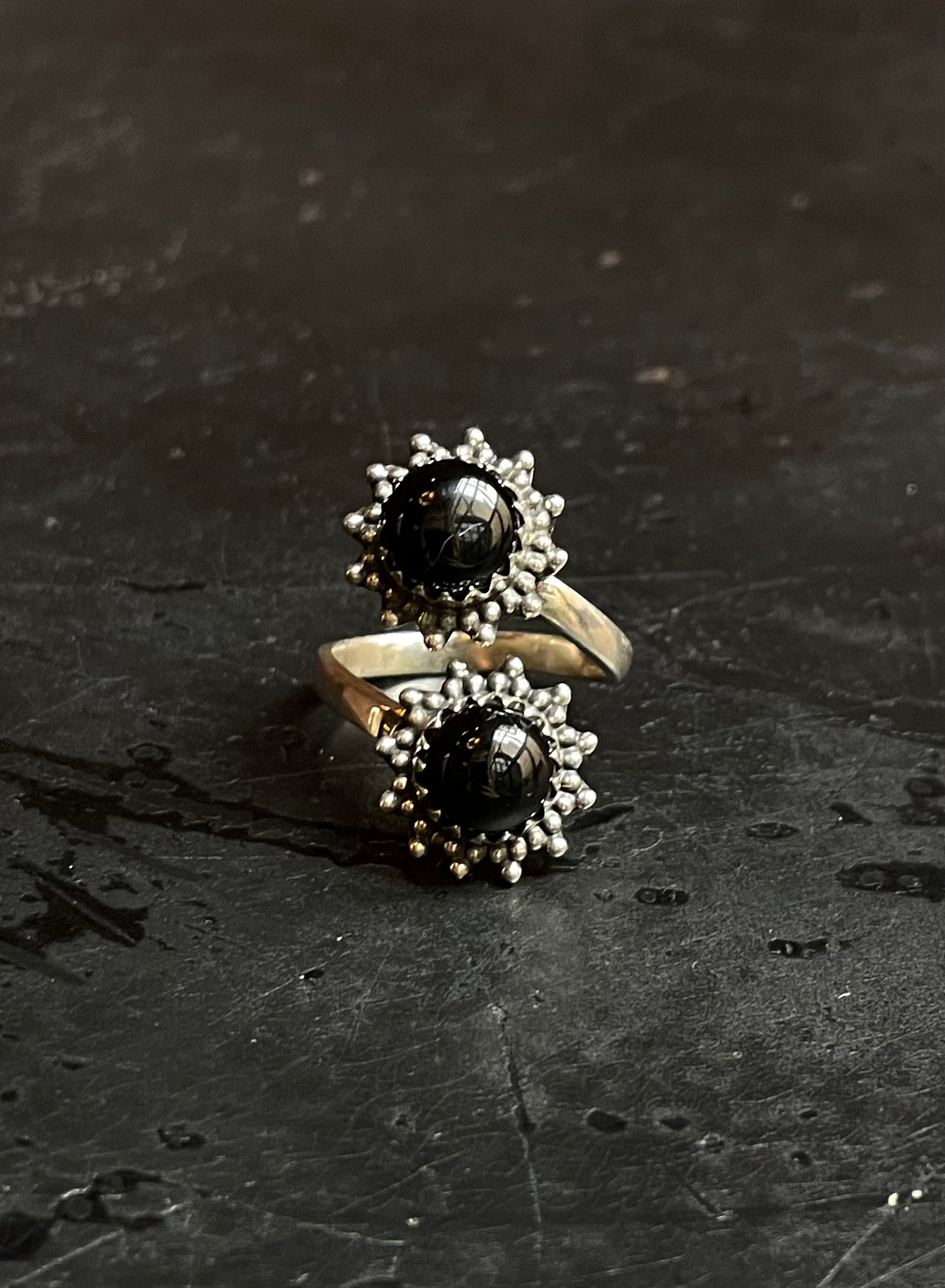 Black Onyx Bypass Ring Size 8 | 925 Sterling Silver Southwest E144