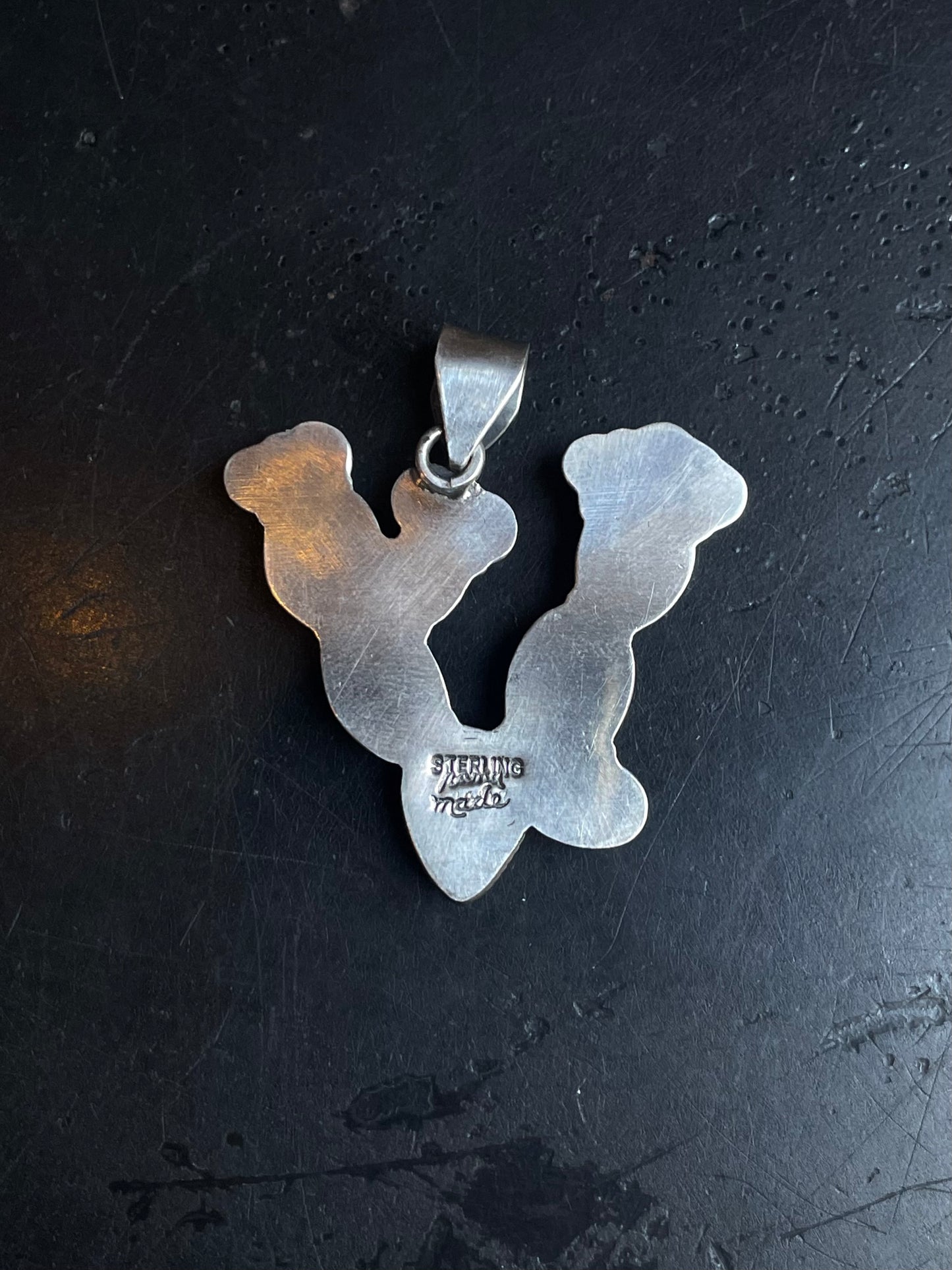 Kingman Turquoise Coral Cactus Pendant | Sterling Silver E928