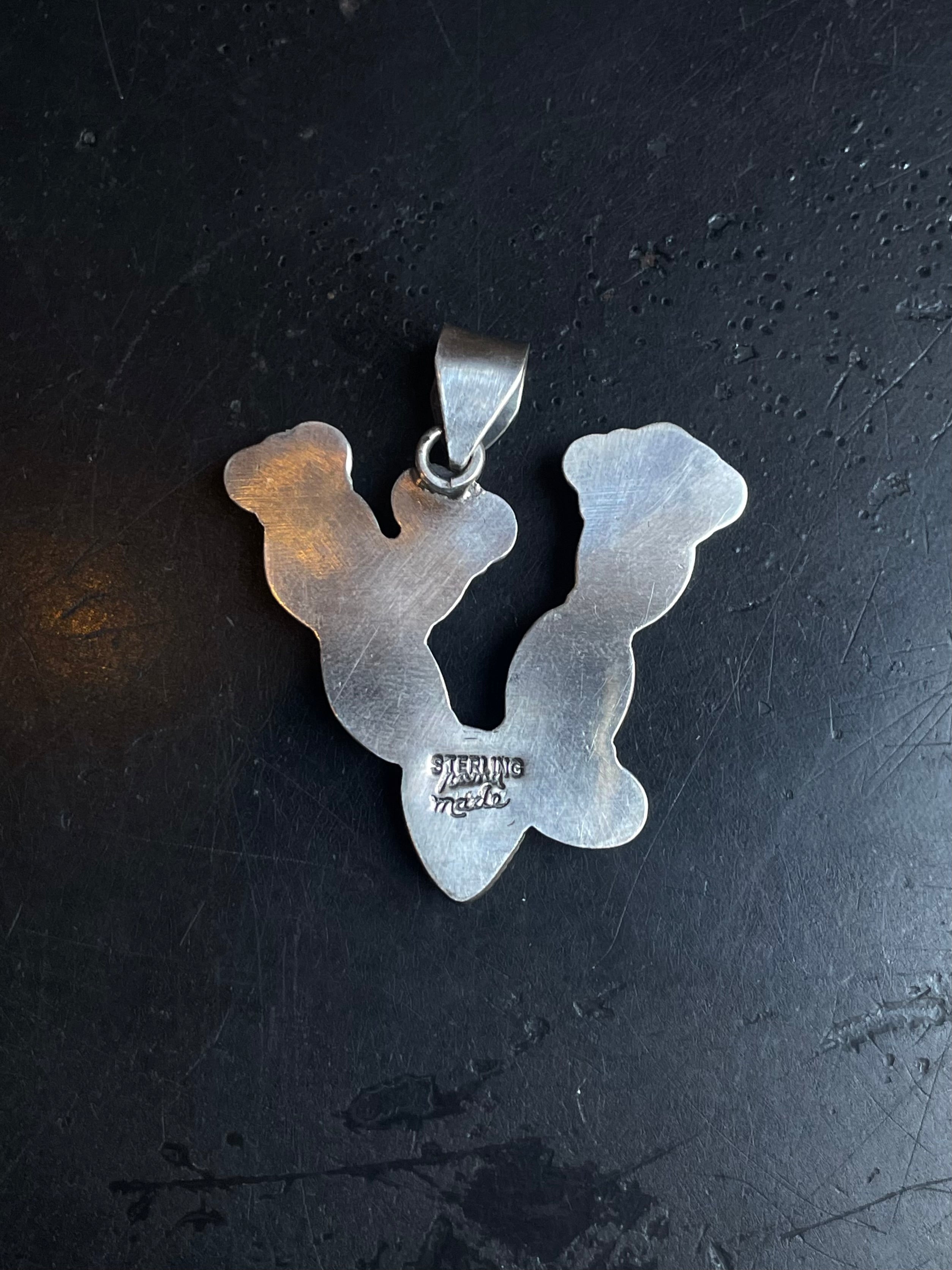 Kingman Turquoise Coral Cactus Pendant | Sterling Silver E928