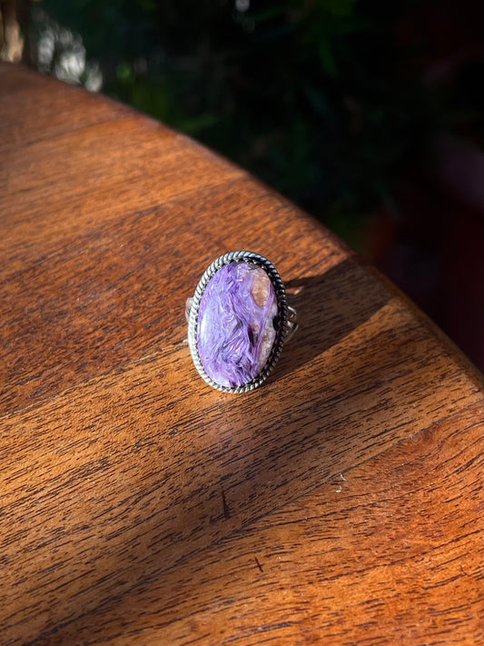 Purple Spiny Ring | Sterling Silver | Handmade Size 8.5 C888
