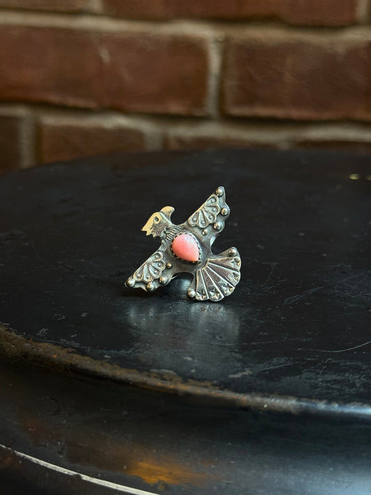 Pink Conch Thunderbird Ring Size 9 | 925 Sterling Silver C439