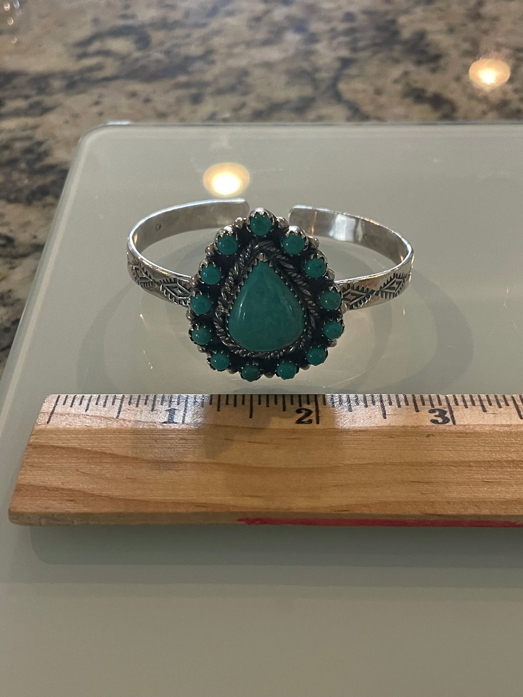 Turquoise Cluster Cuff Bracelet | 925 Sterling Silver G734