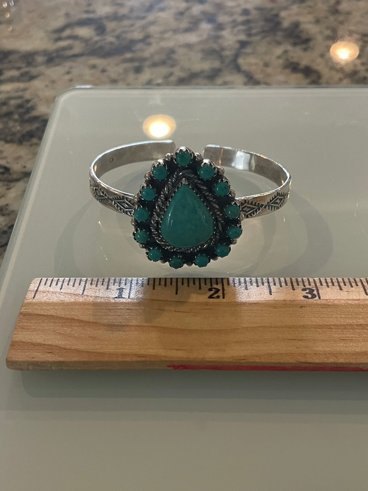 Turquoise Cluster Cuff Bracelet | 925 Sterling Silver G734