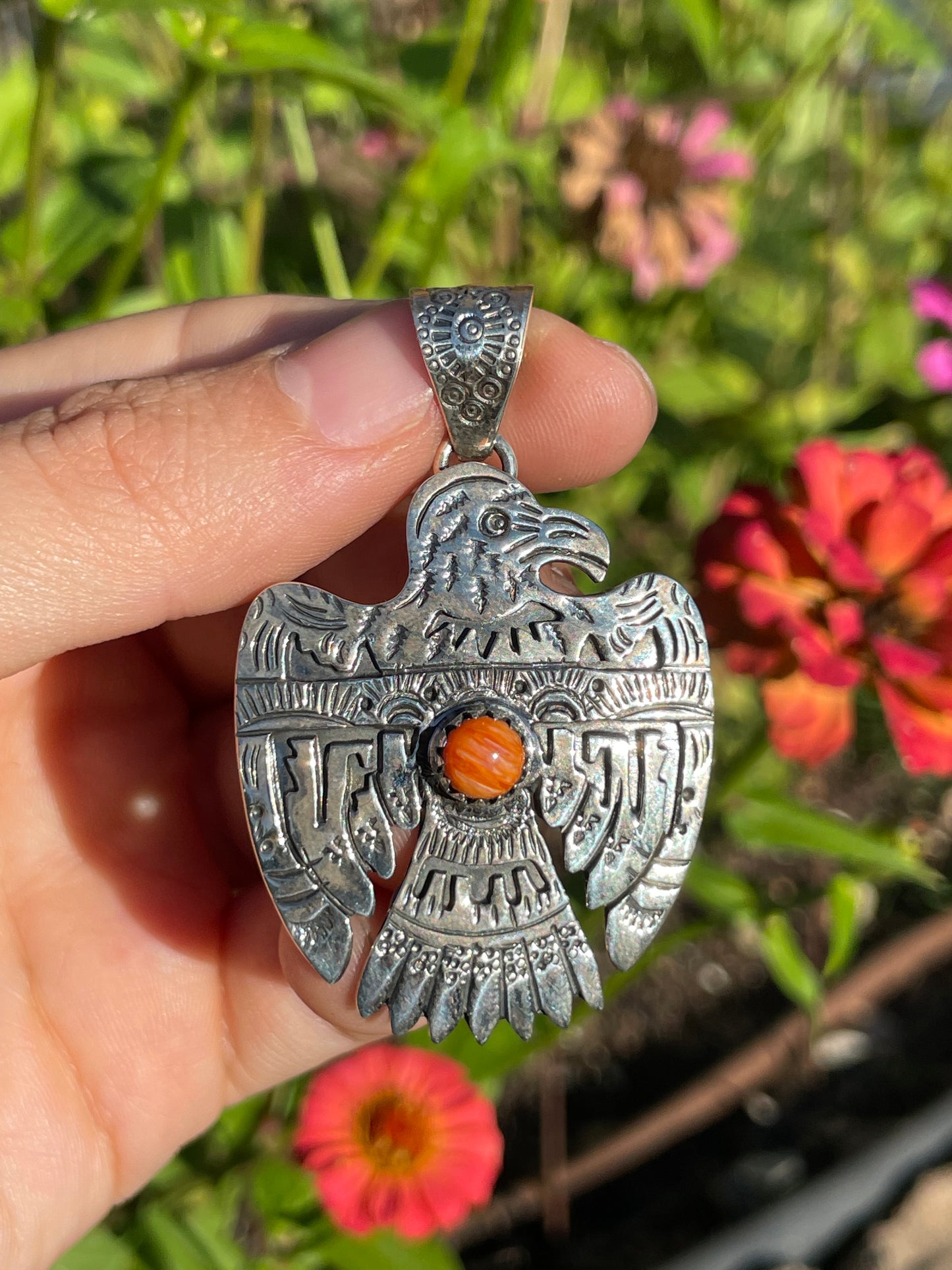 Spiny Oyster Thunderbird Pendant | Sterling Silver 925 B482