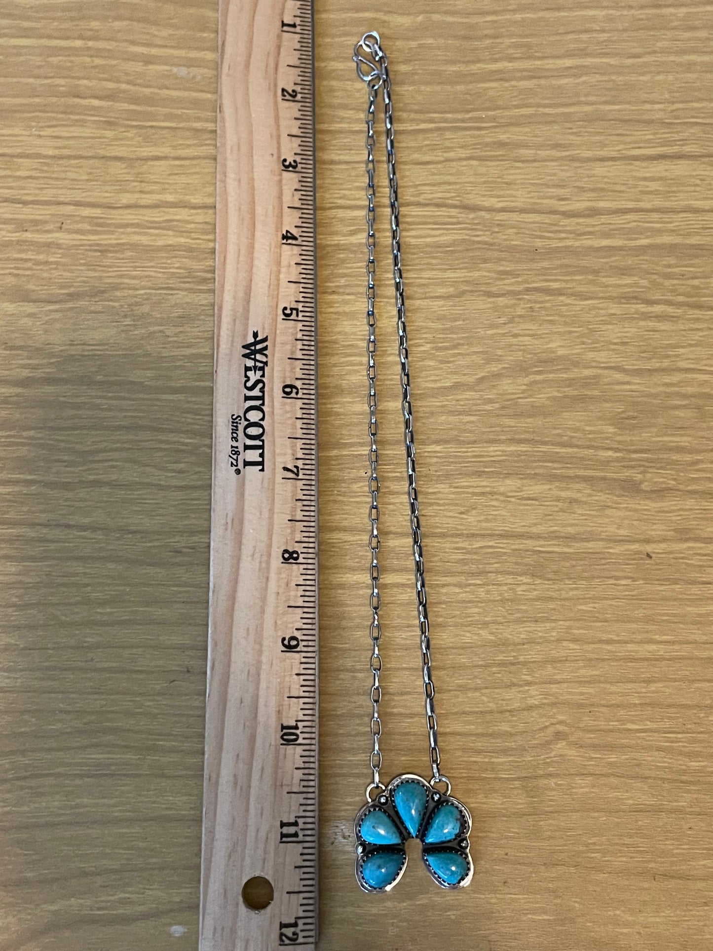 Kingman Turquoise Flower Necklace | 925 Sterling Silver E631