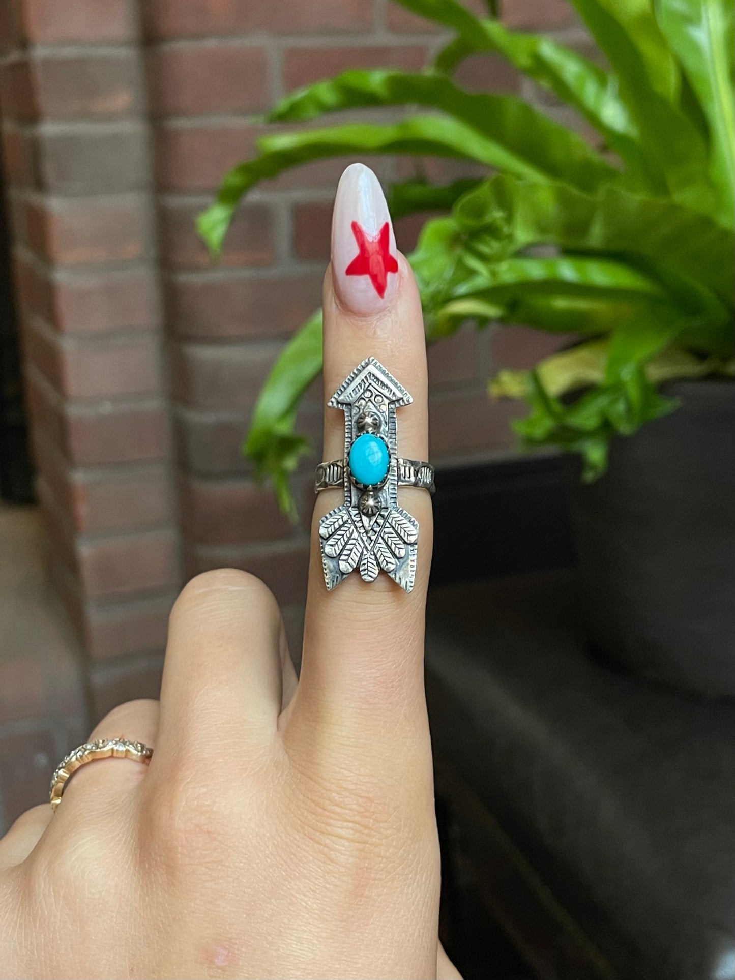 Kingman Turquoise Arrow Ring Size 6.25 | 925 Sterling Silver G506