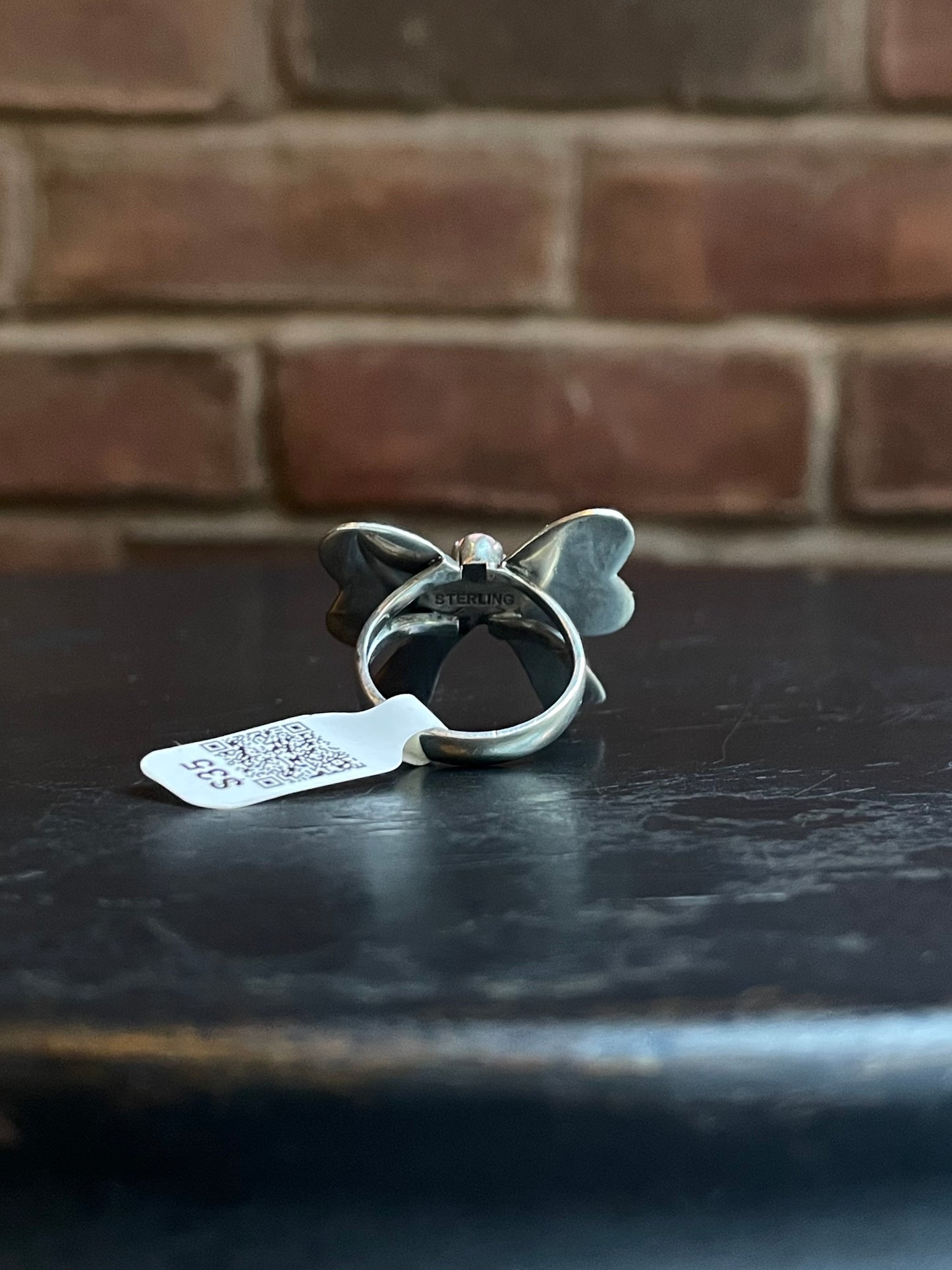 Pink Conch Bowtie Ring | Sterling Silver | Size 7 | A059