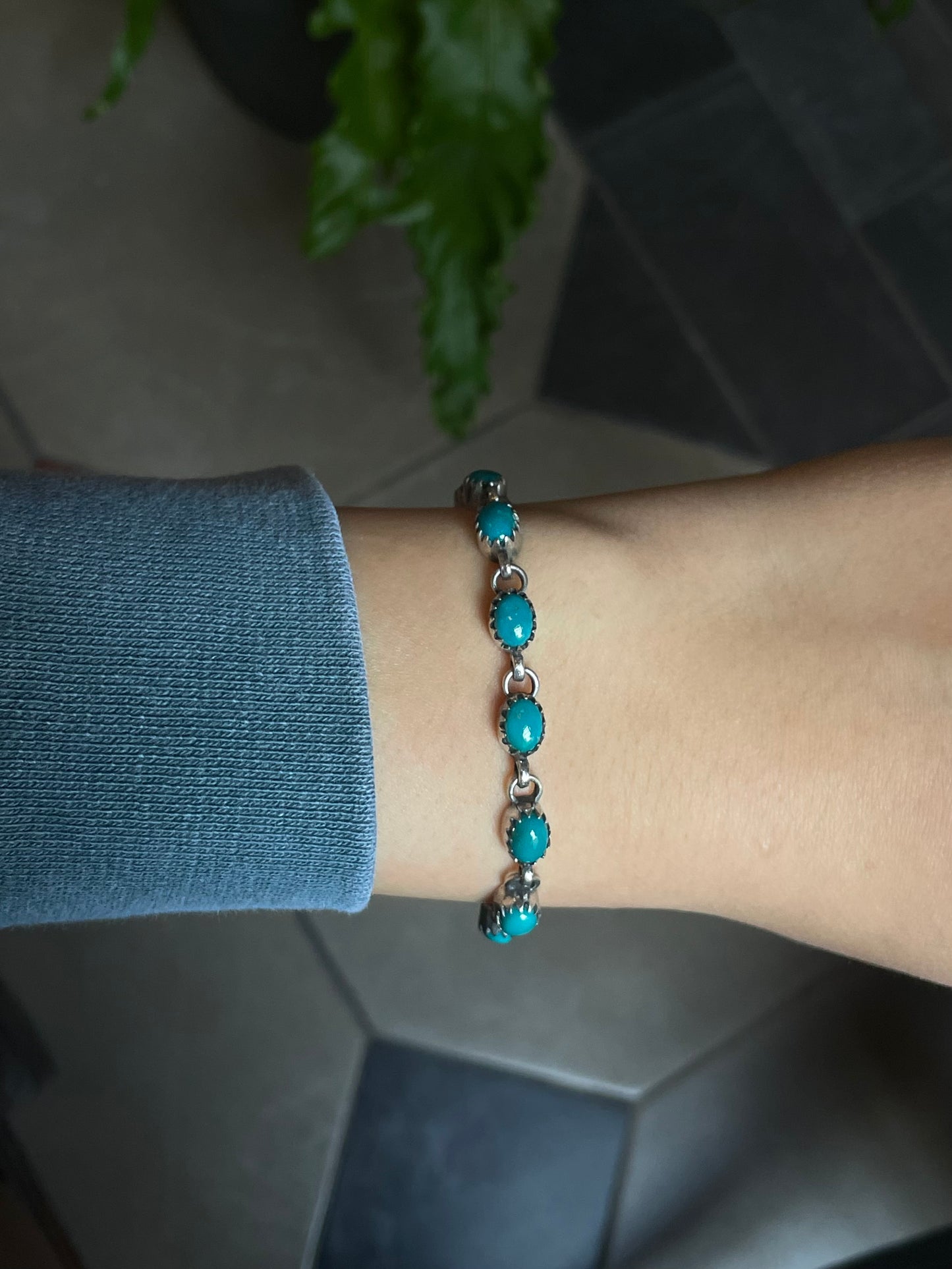 Turquoise Bracelet | 925 Sterling Silver Link Bracelet E550