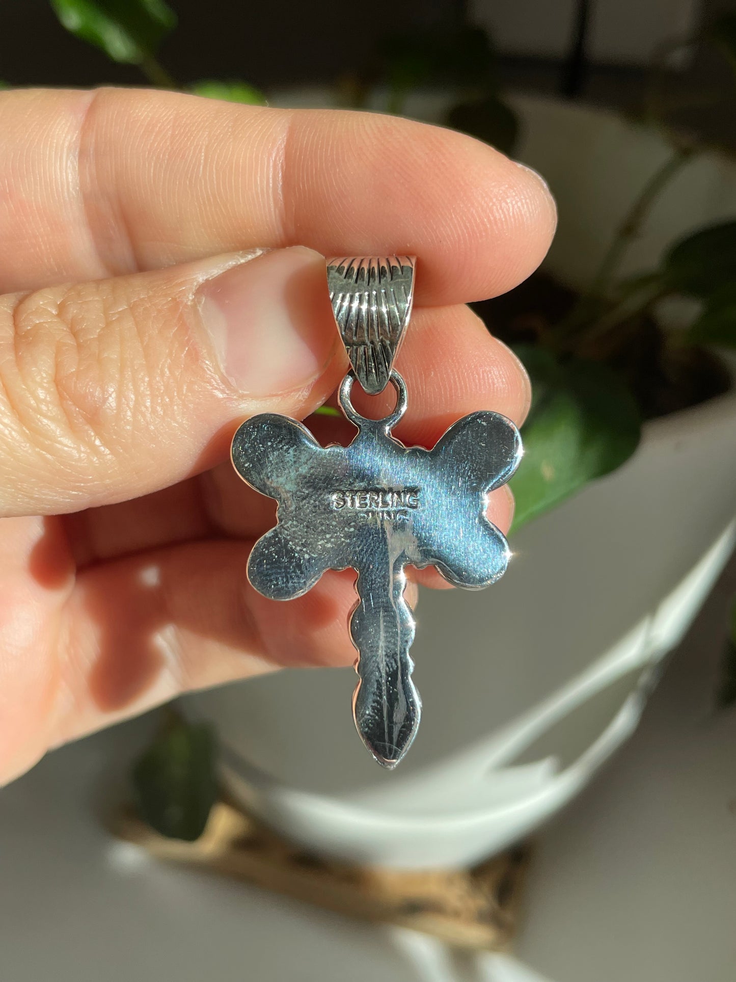 Pink Conch Dragonfly Pendant | Sterling Silver 925 B766
