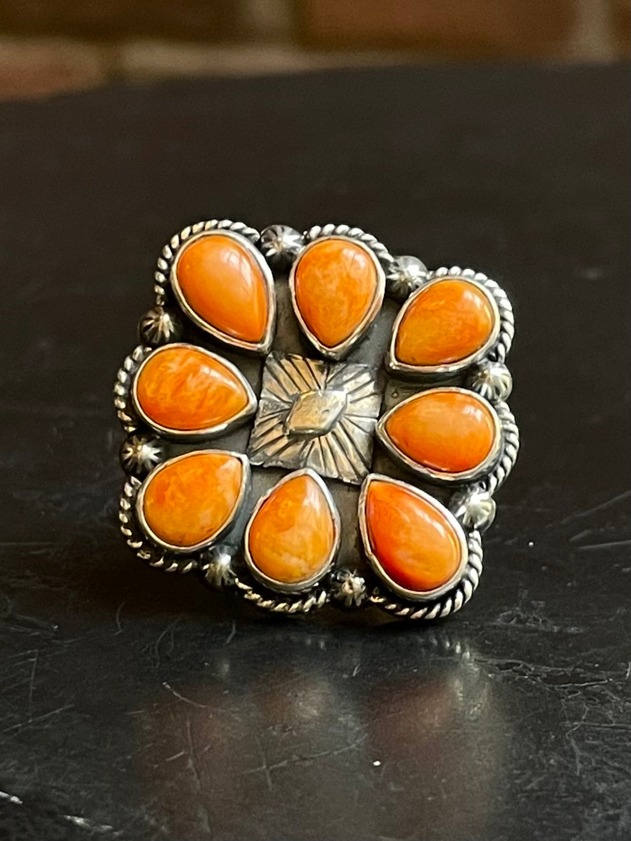 Spiny Oyster Cluster Ring Size 7 | Sterling Silver E845