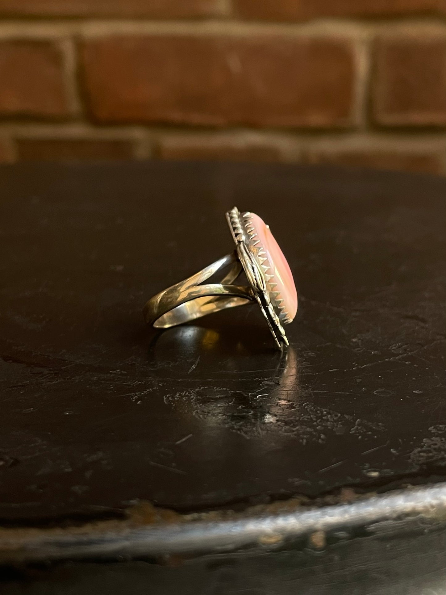 Pink Conch Floral Ring Size 8 | 925 Sterling Silver G102