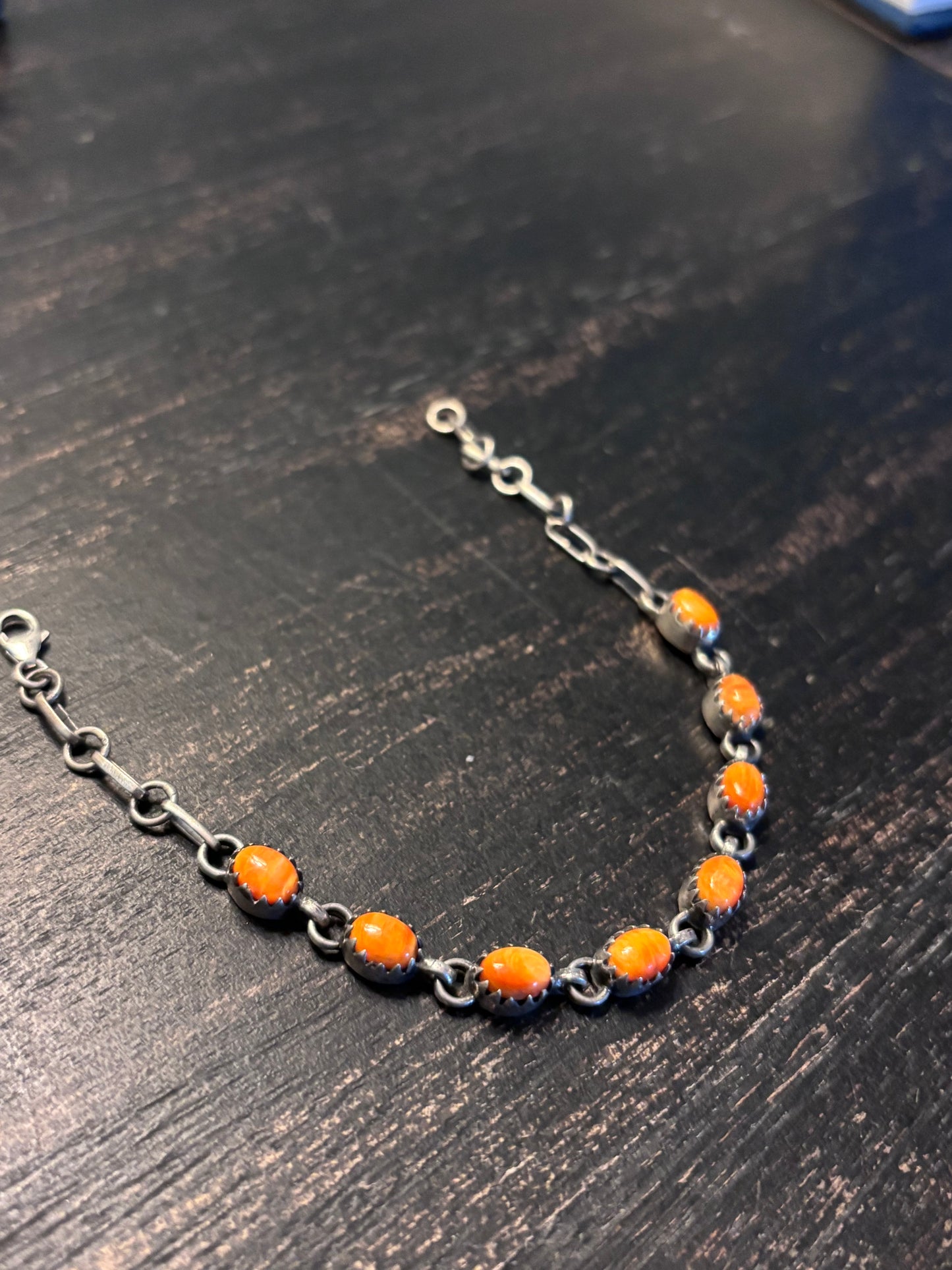 Spiny Oyster Link Bracelet | 925 Sterling Silver Southwestern Style A121