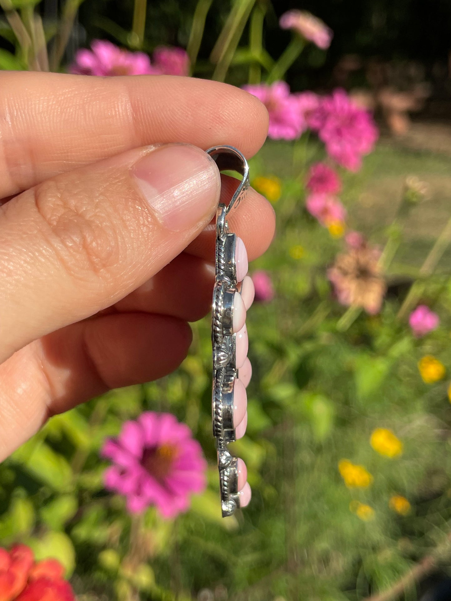 Pink Conch Dragonfly Pendant | Sterling Silver 925 B486
