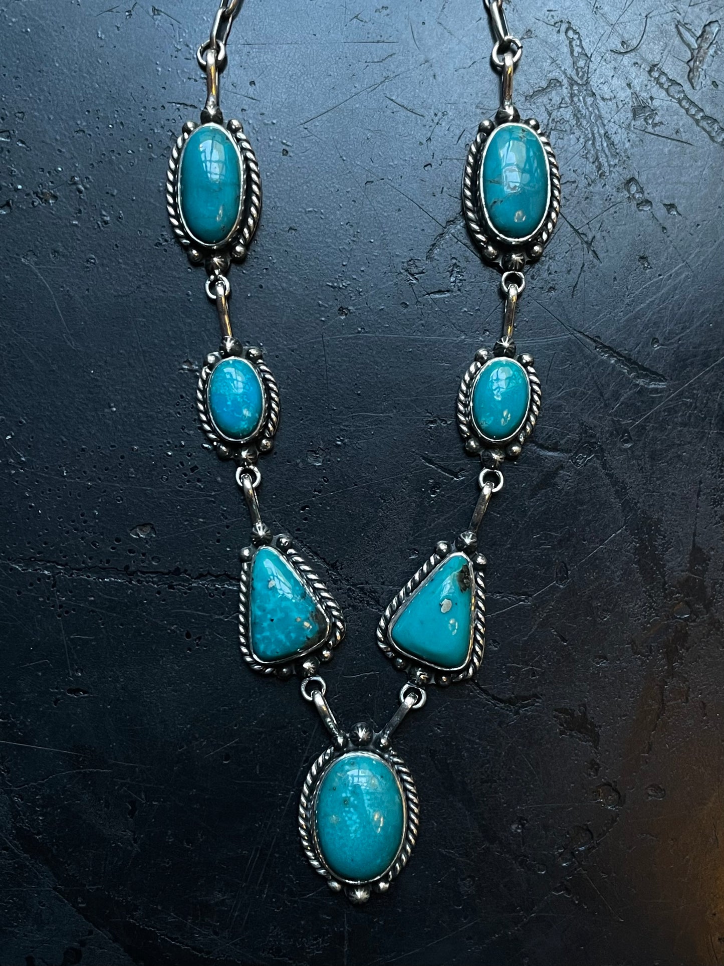 Kingman Turquoise Lariat Necklace | 925 Sterling Silver E352