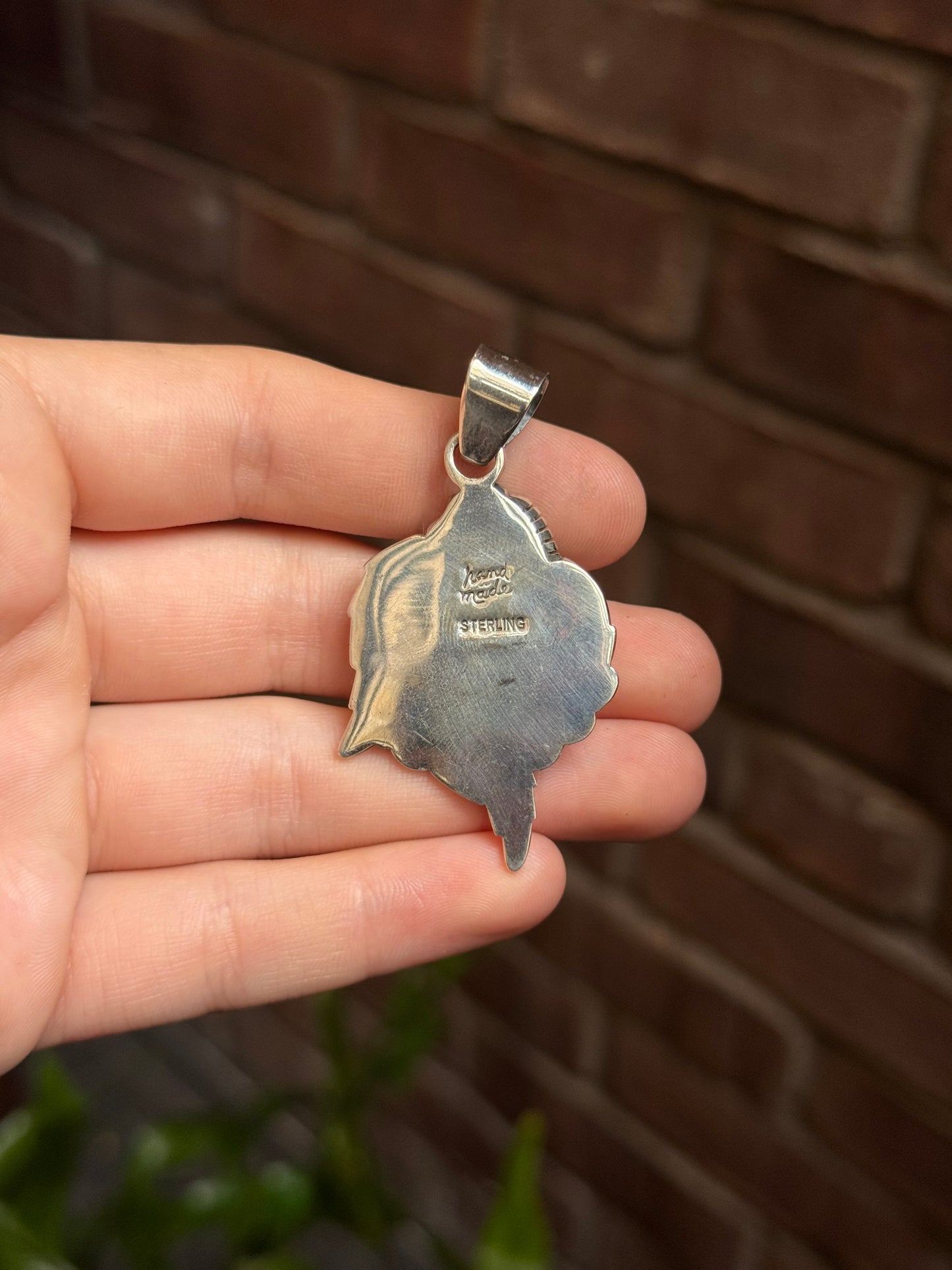 Turquoise Feather Pendant | Sterling Silver 925 C384