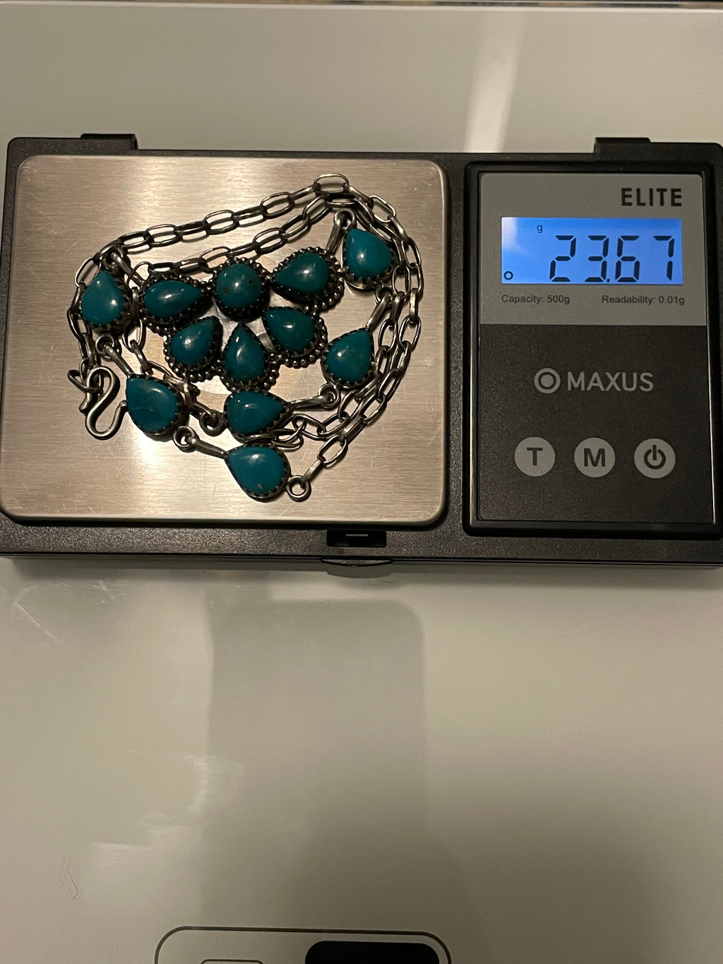 Kingman Turquoise Half Flower Necklace | 925 Sterling Silver G403