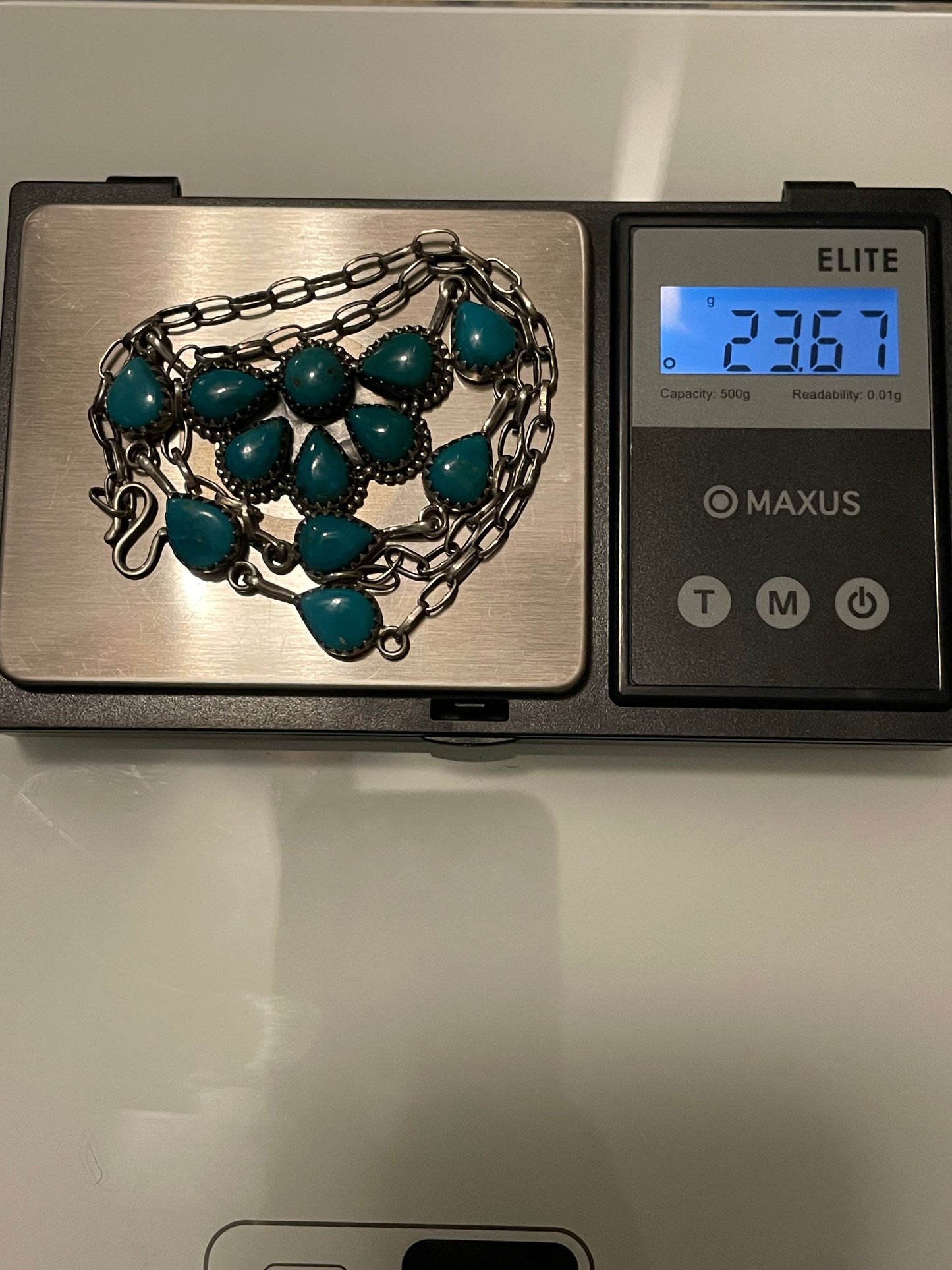 Kingman Turquoise Half Flower Necklace | 925 Sterling Silver G403