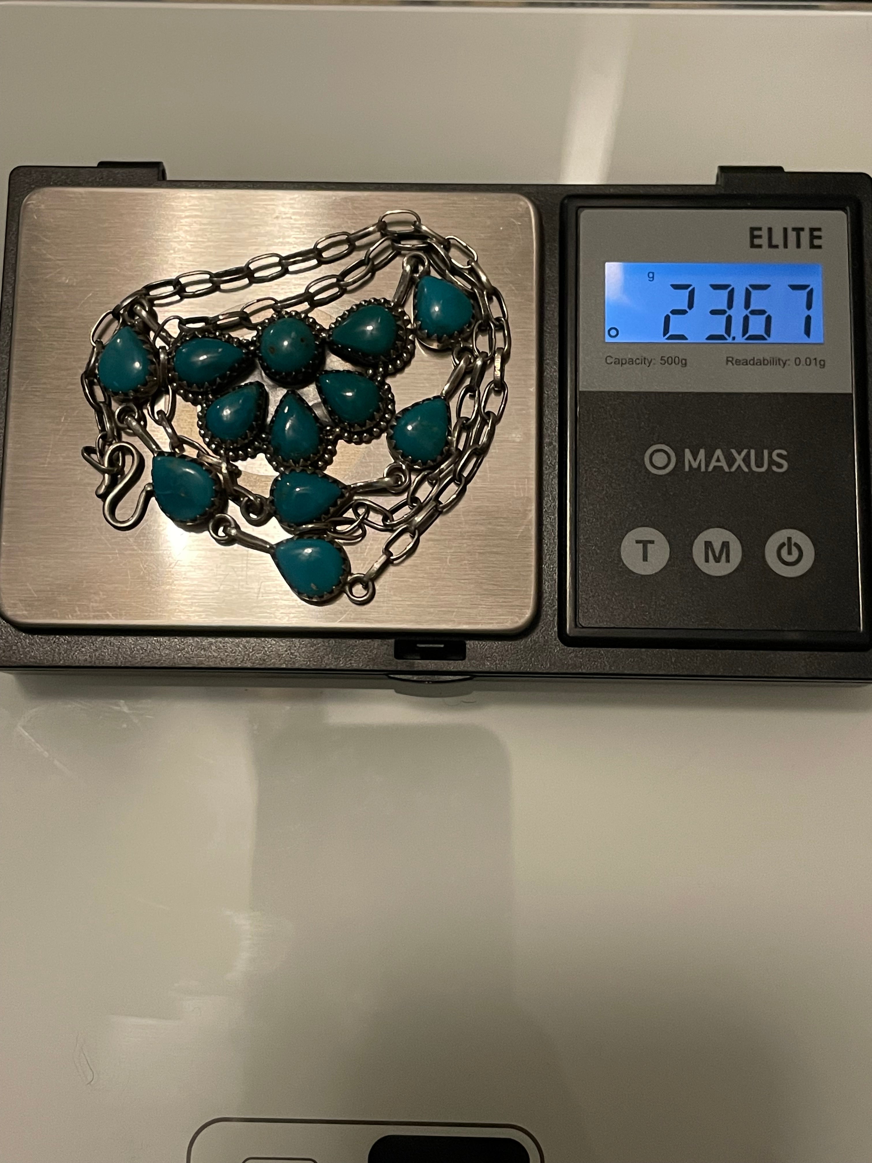 Kingman Turquoise Half Flower Necklace | 925 Sterling Silver G403