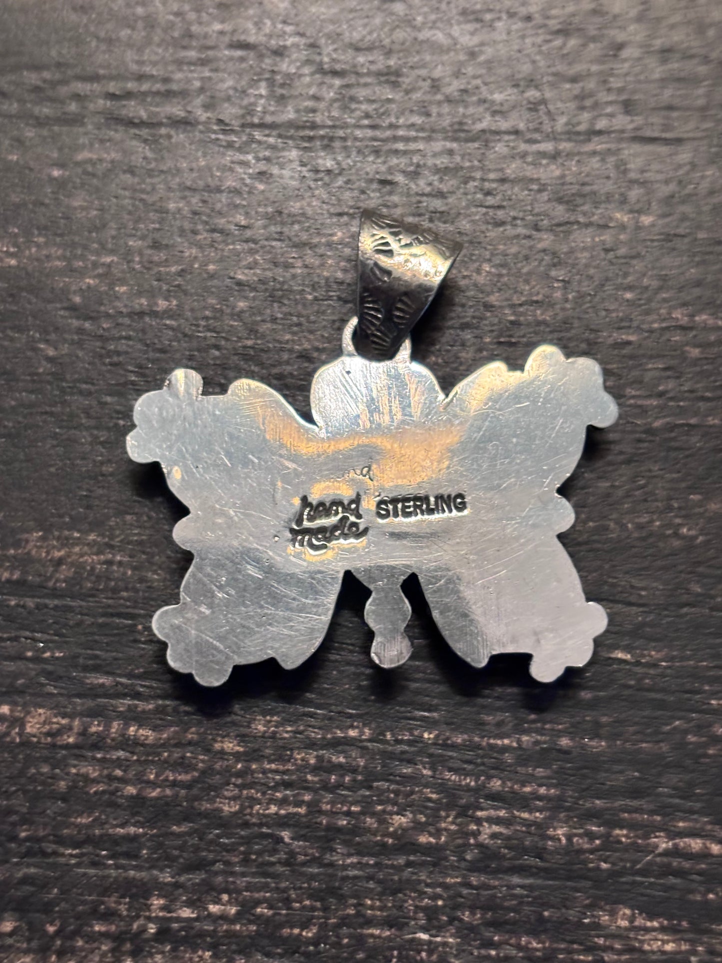 Pink Conch Turquoise Butterfly Pendant | 925 Sterling Silver A116
