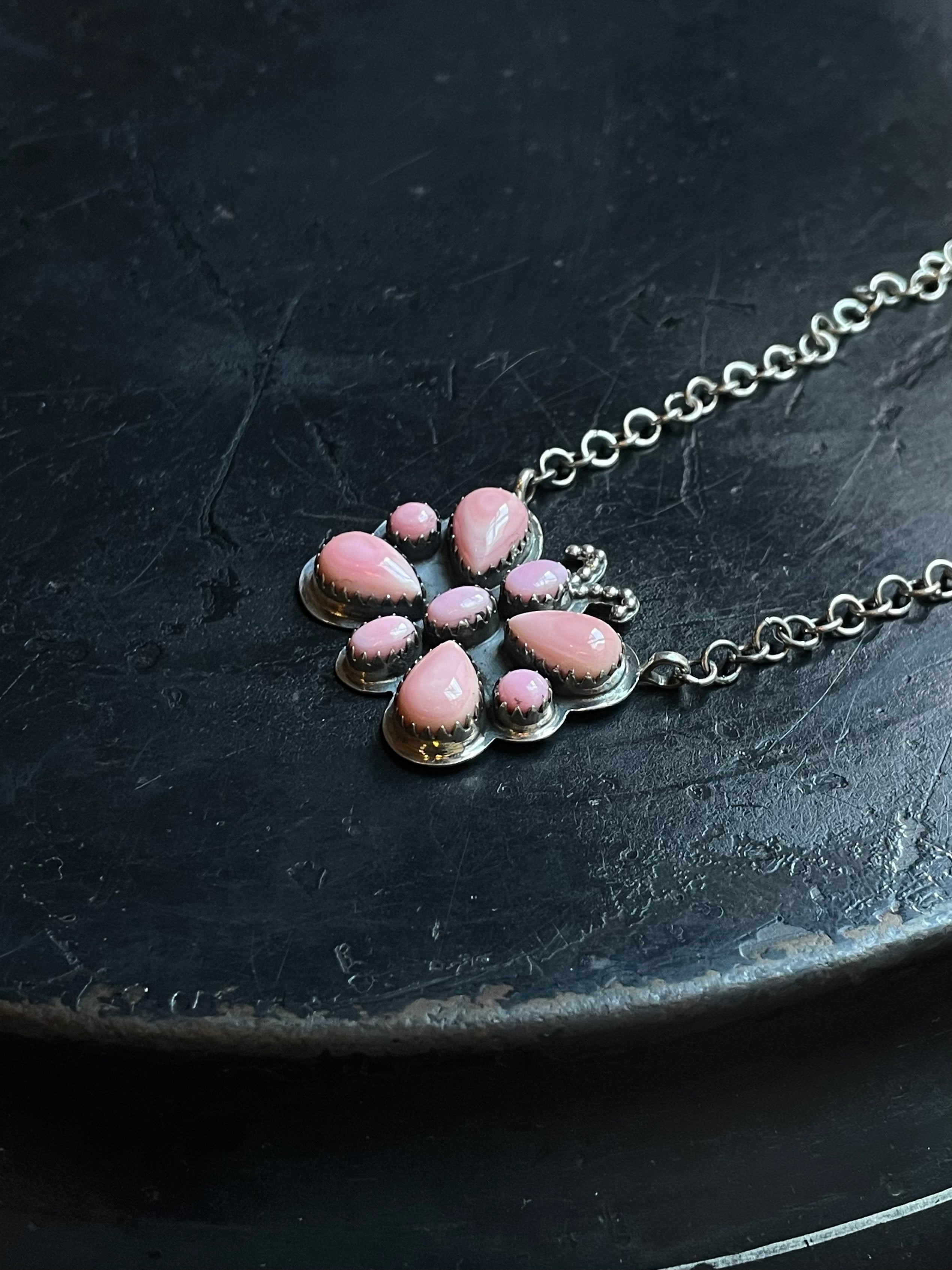 Pink Butterfly Conch Necklace | 925 Sterling Silver E353