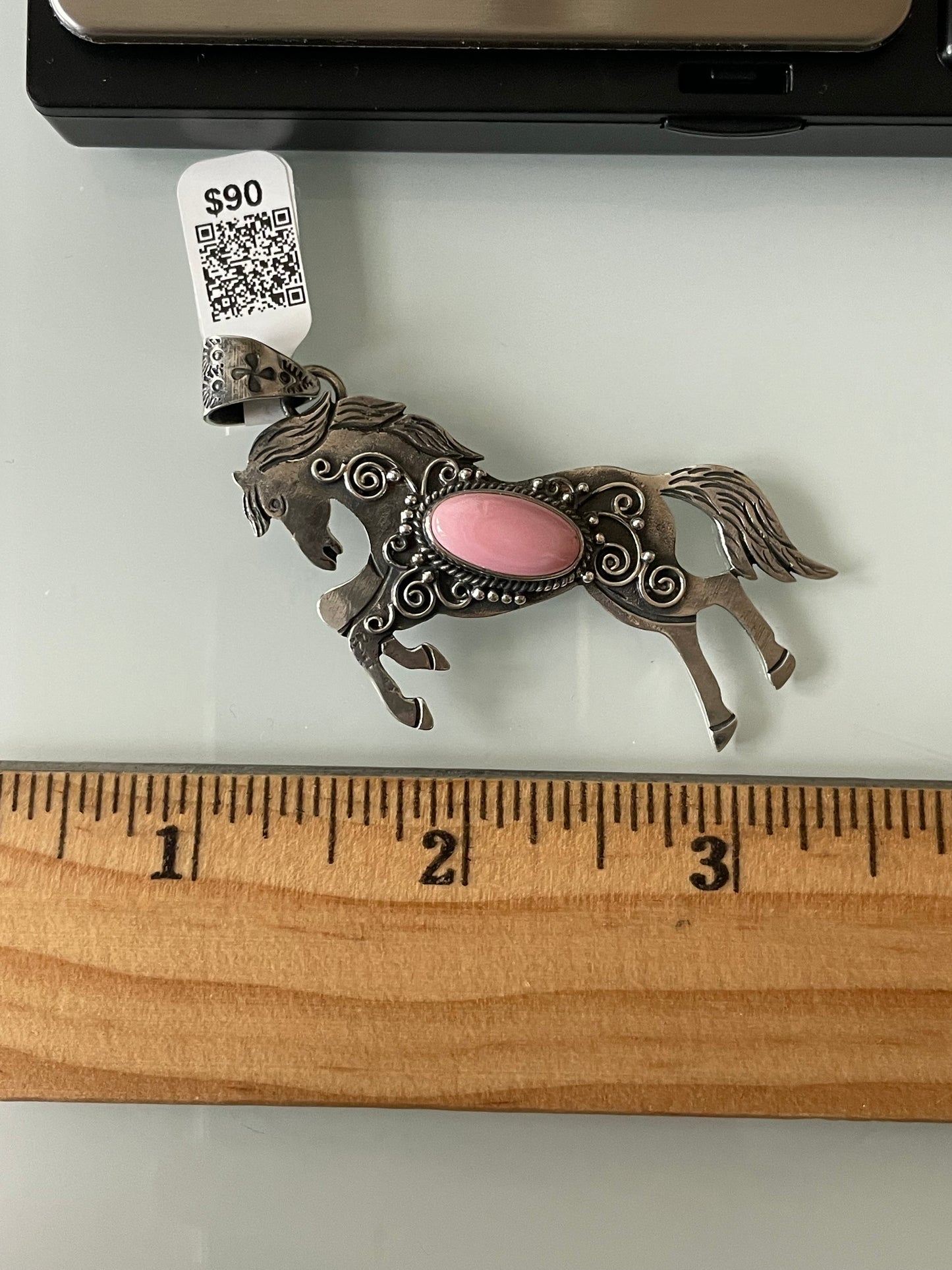 Horse Pendant in Pink Conch | Sterling Silver | A586