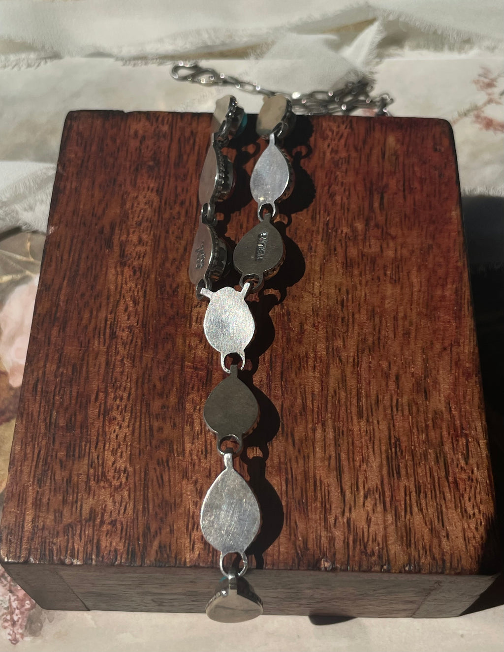 Turquoise Coral & Black Onyx Lariat Necklace | 925 Sterling Silver D237