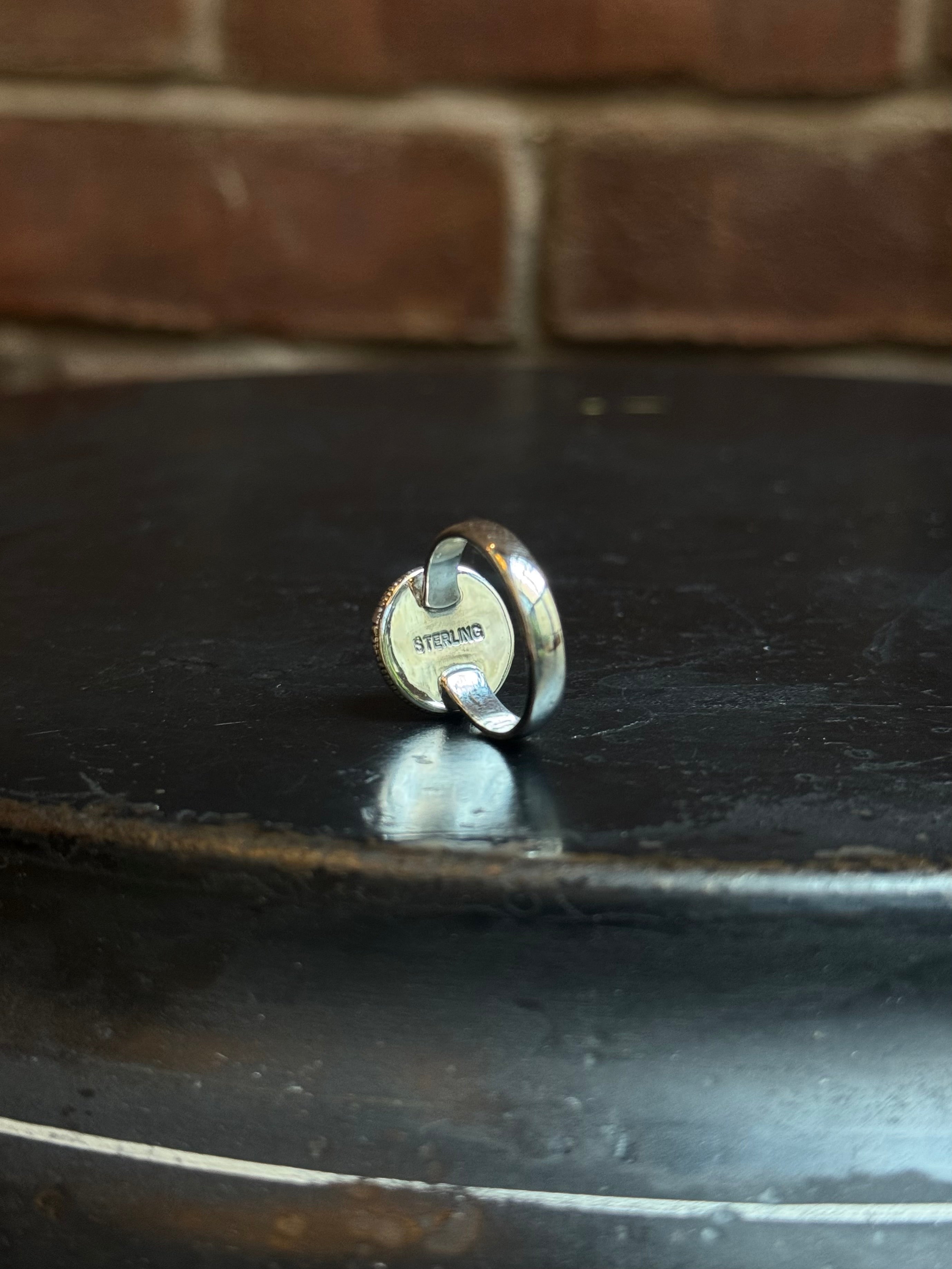 Turquoise Circle Ring | Sterling Silver | Size 7 | C125