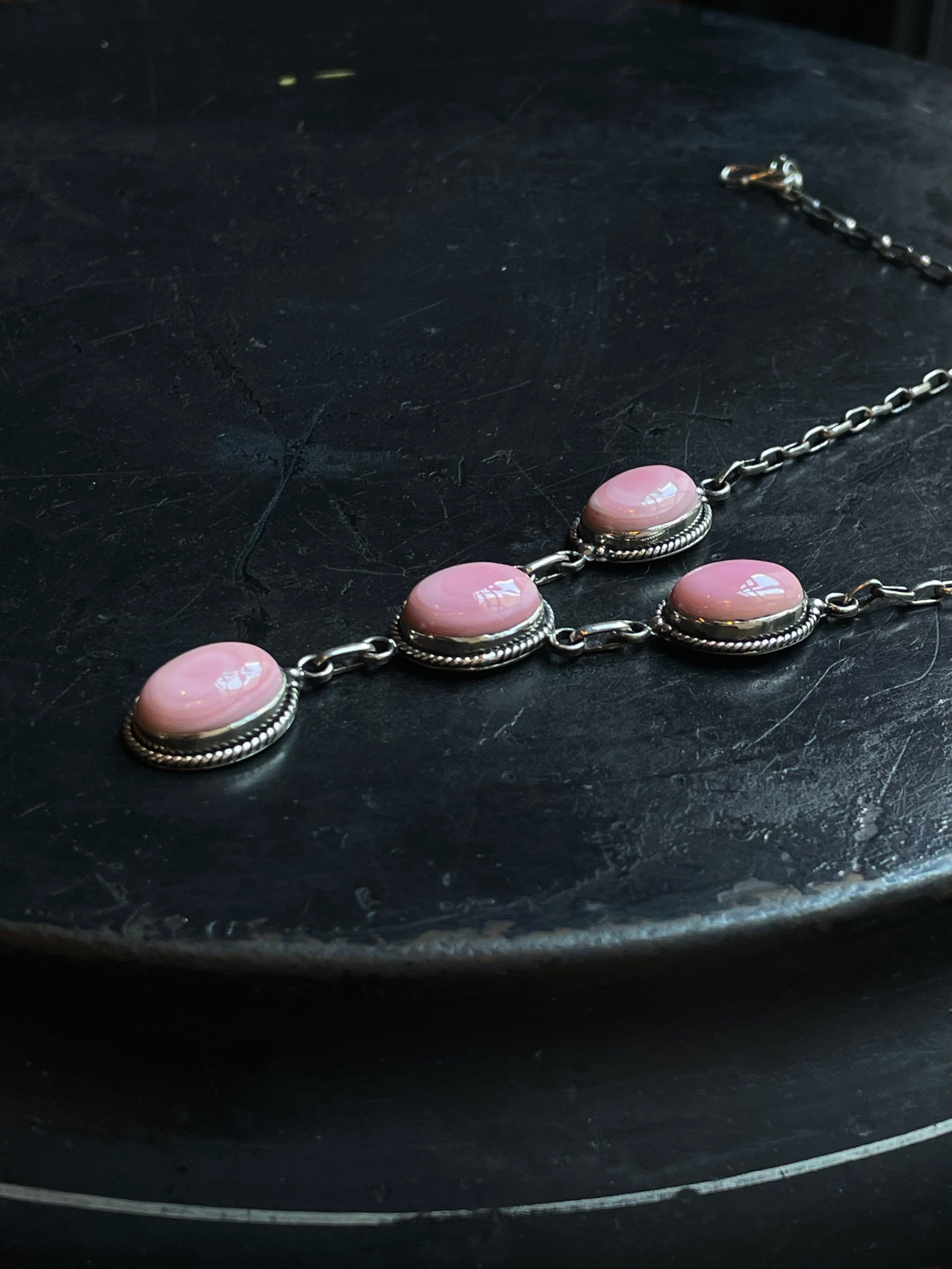 Pink Conch Lariat Necklace | 925 Sterling Silver E346