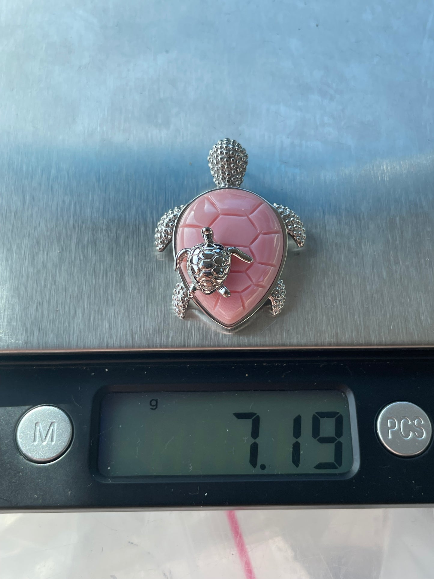 Pink Conch Turtle Pendant | 925 Sterling Silver B597