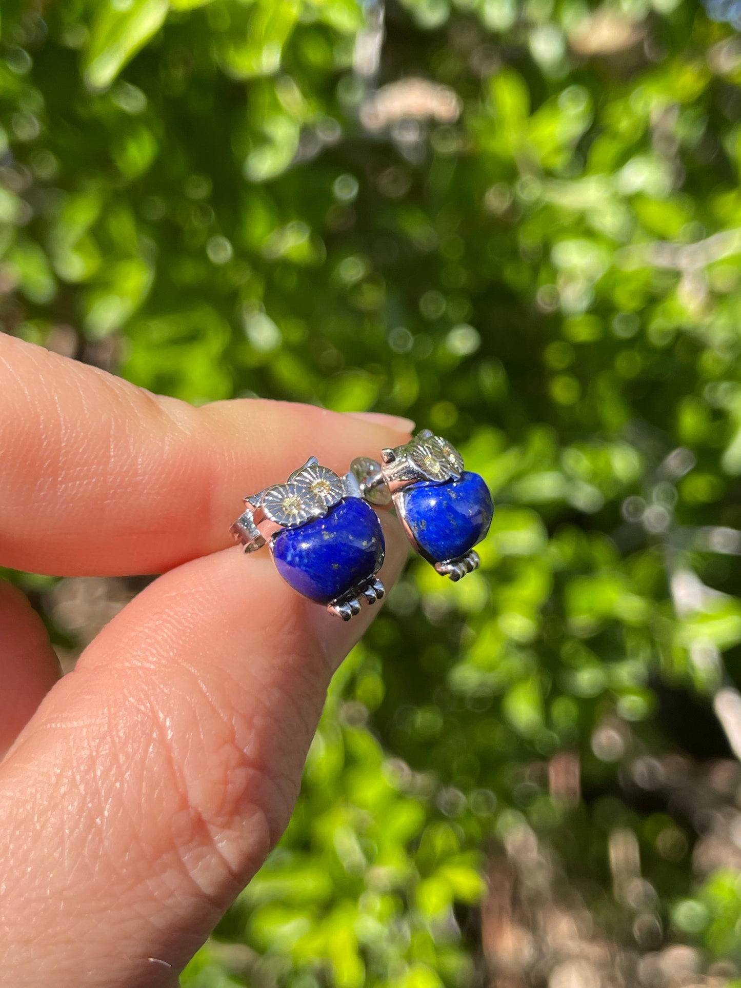 Lapis Flower Stud Earrings | 925 Sterling Silver B596