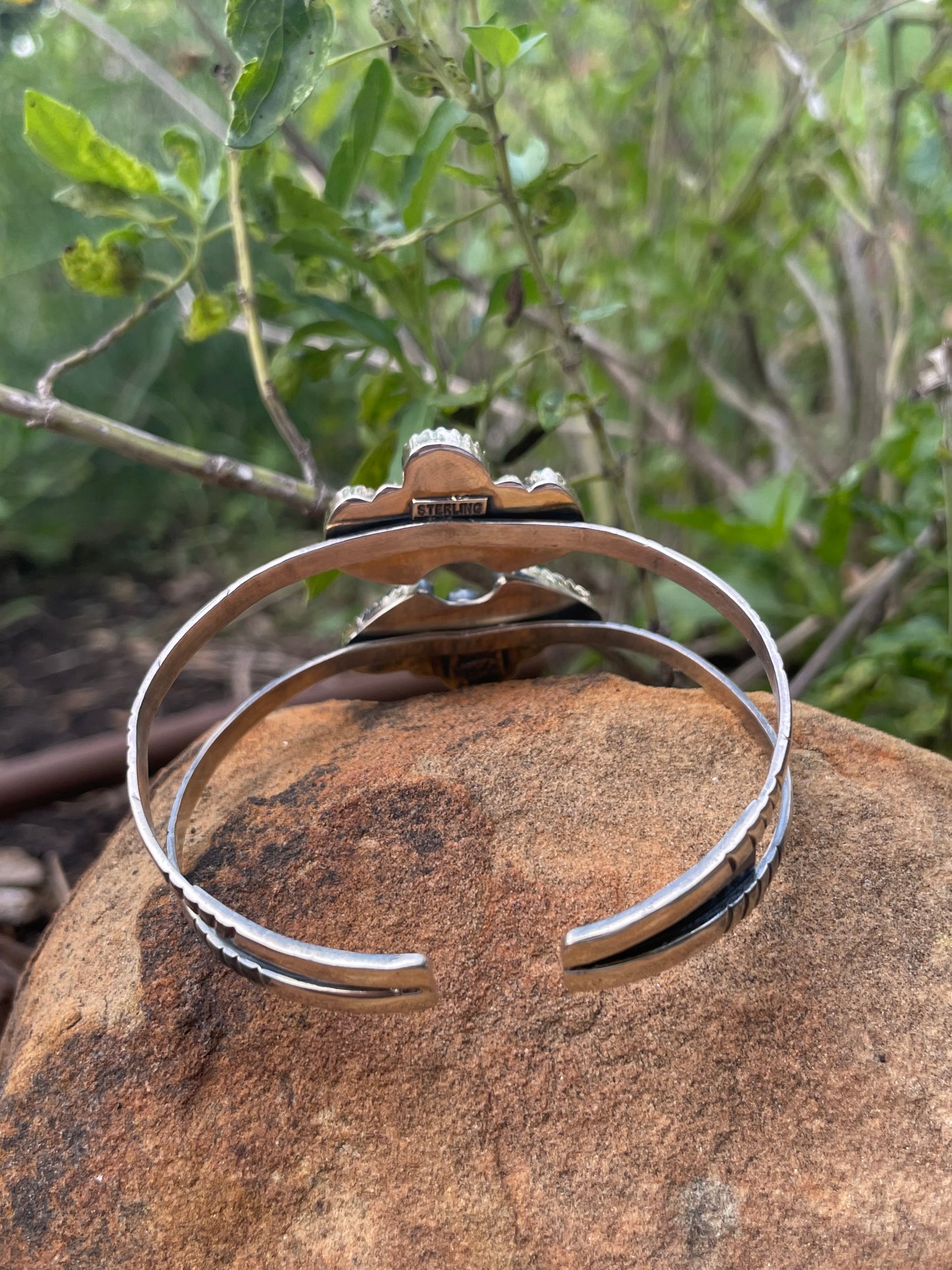 Turquoise Split Cluster Cuff Bracelet | Sterling Silver 925 | B514