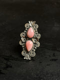 Pink Conch Double Stone Ring Size 6 | 925 Sterling Silver Southwest E148