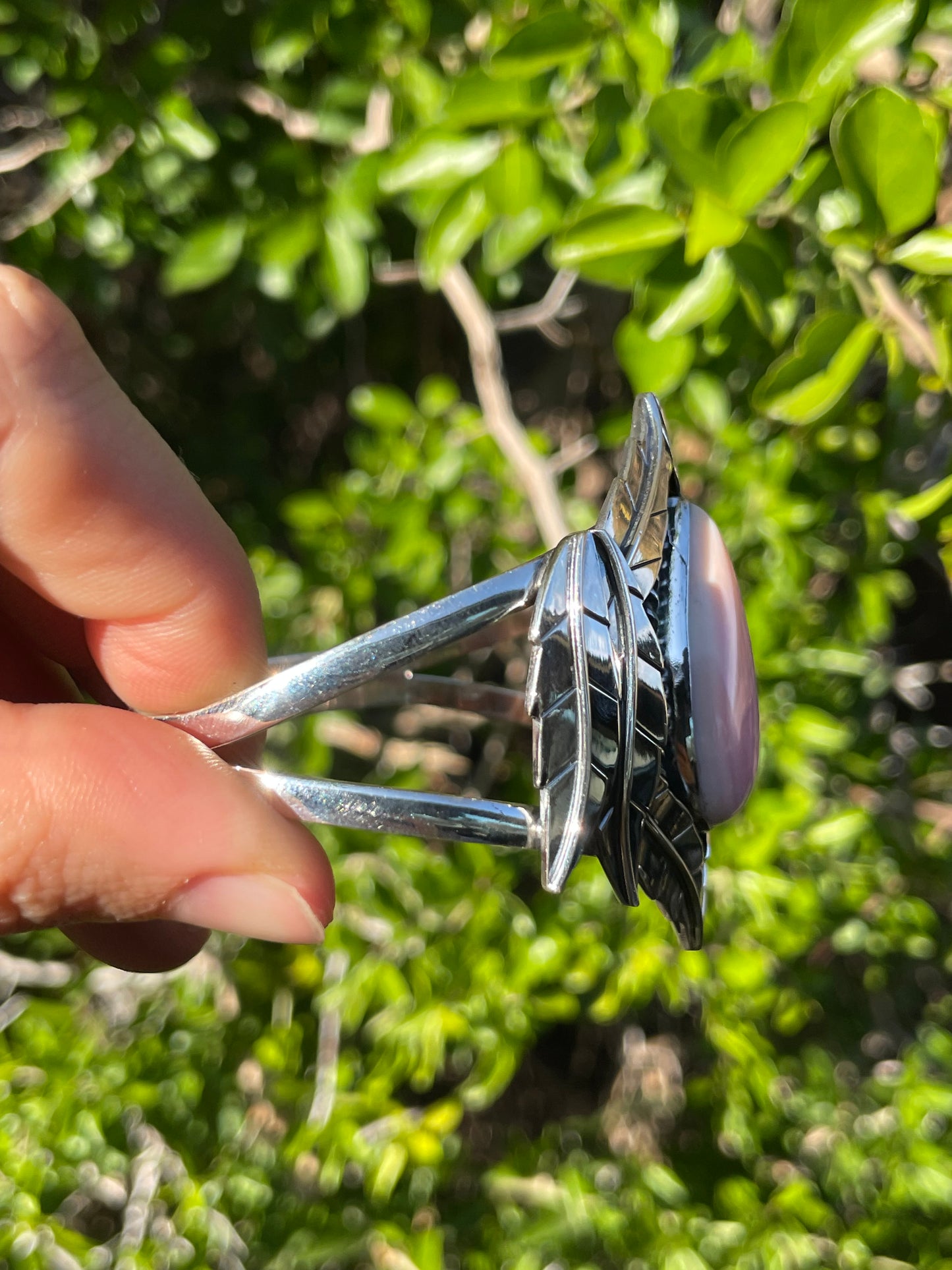 Pink Conch Multi Feather Cuff Bracelet | Sterling Silver 925 B725