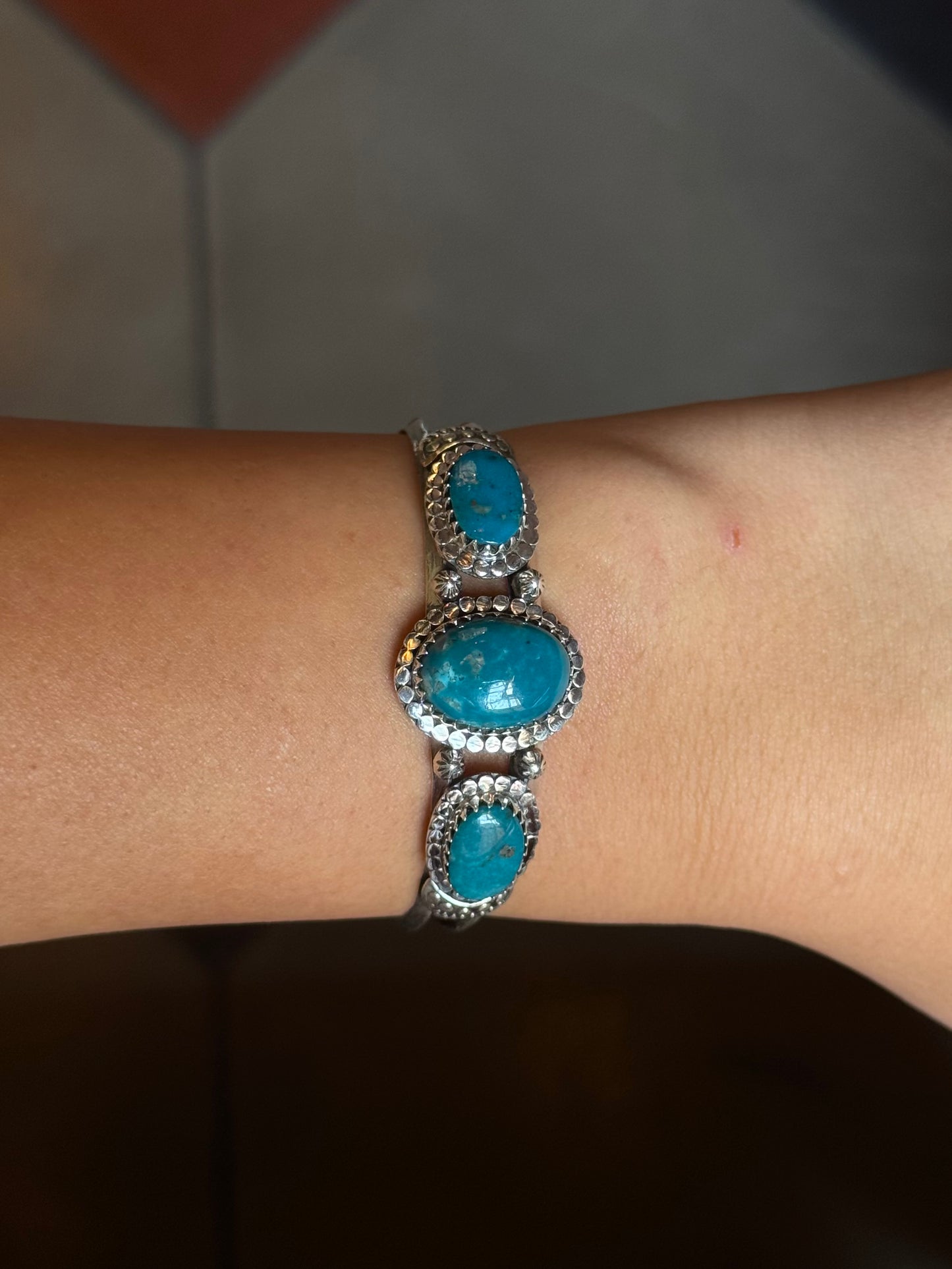 Turquoise Oval Cuff | Sterling Silver | A856