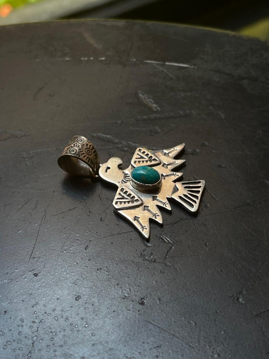 Kingman Turquoise Thunderbird Pendant | 925 Sterling Silver G623