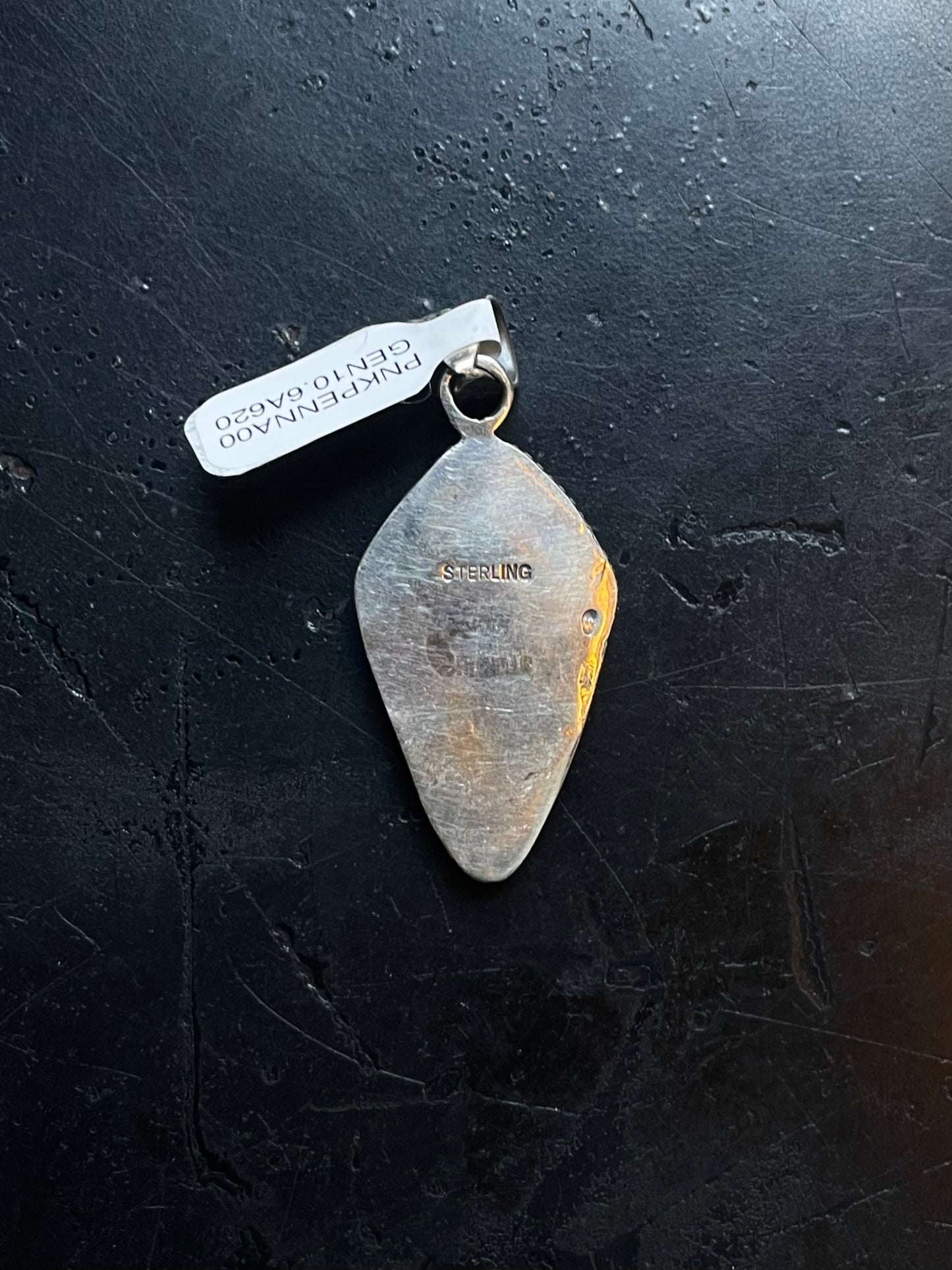 Triangle Pink Conch Pendant | Sterling Silver | A620