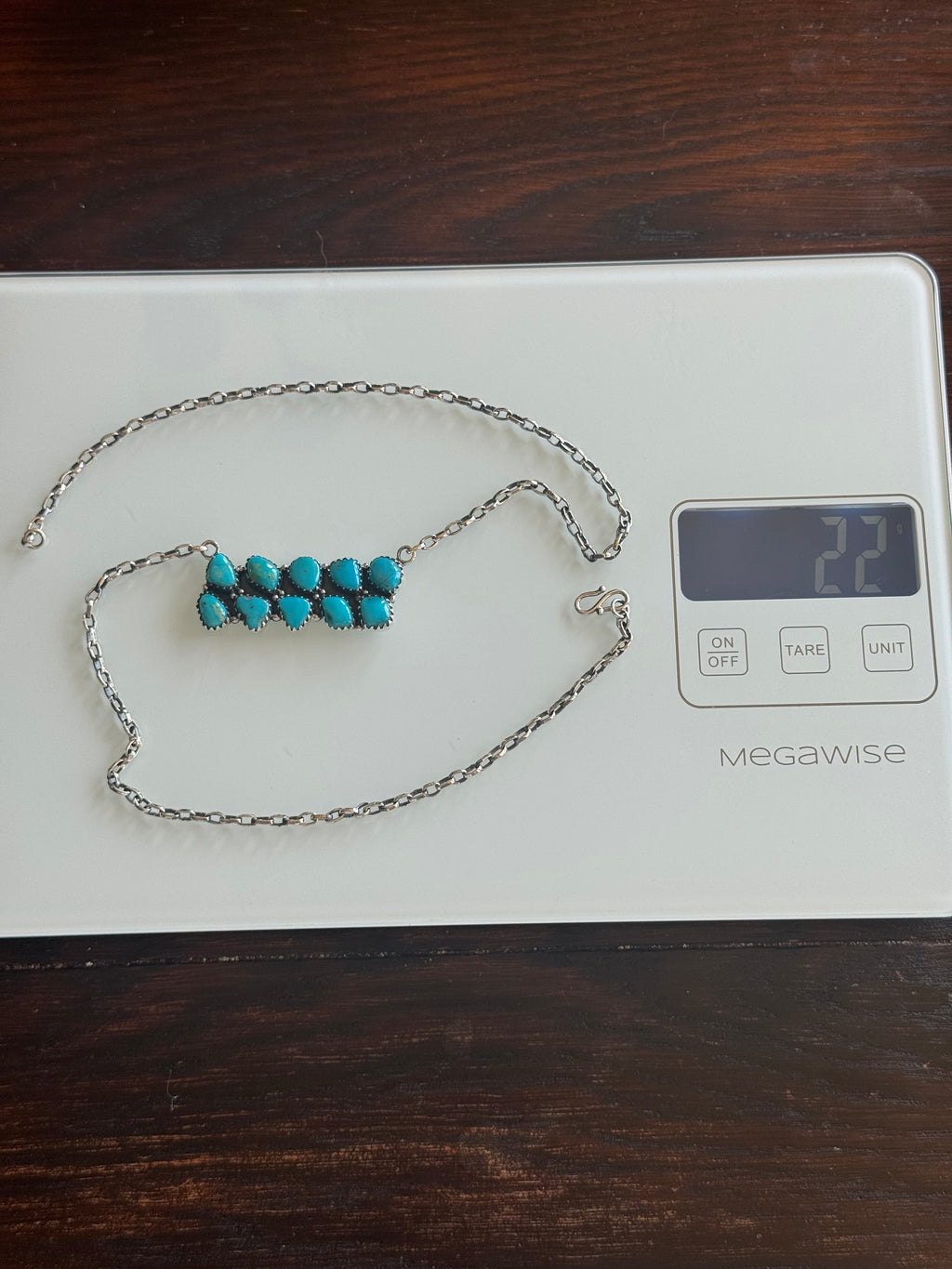 Kingman Turquoise Rectangle Necklace | Sterling Silver | 1.14 in | A990