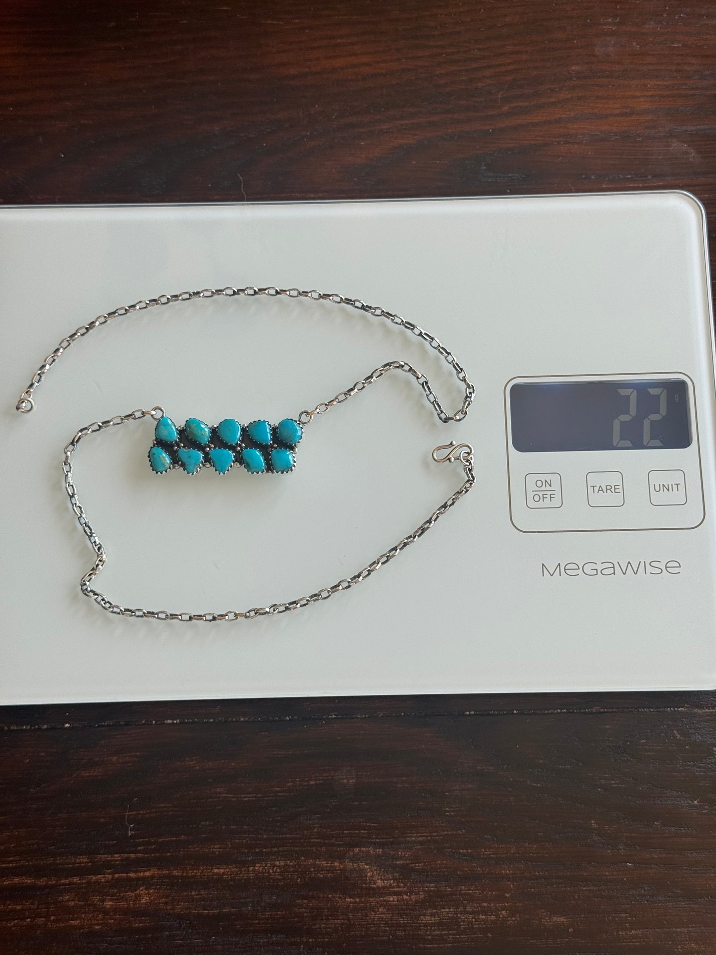 Kingman Turquoise Rectangle Necklace | Sterling Silver | 1.14 in | A990