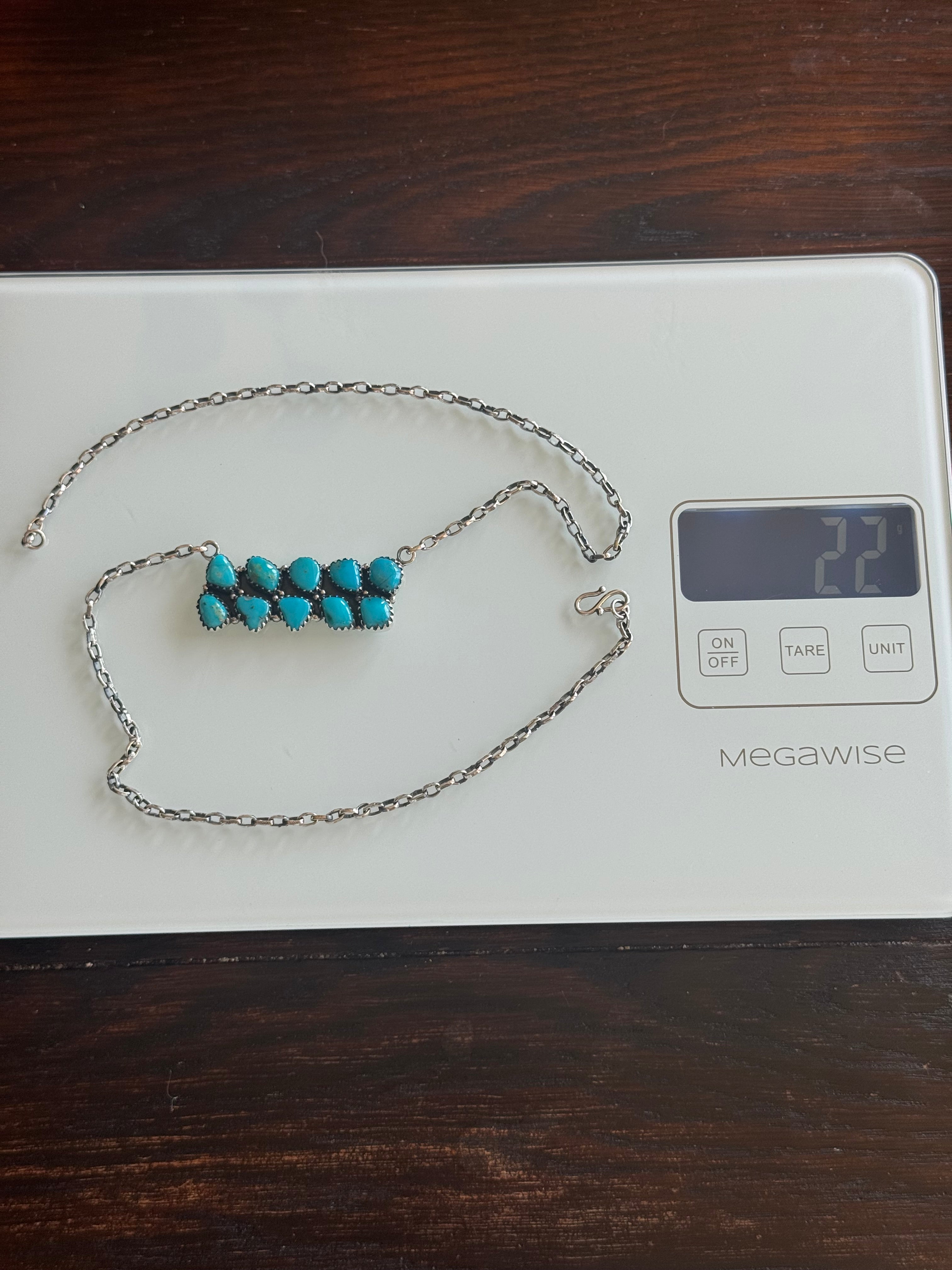 Kingman Turquoise Rectangle Necklace | Sterling Silver | 1.14 in | A990