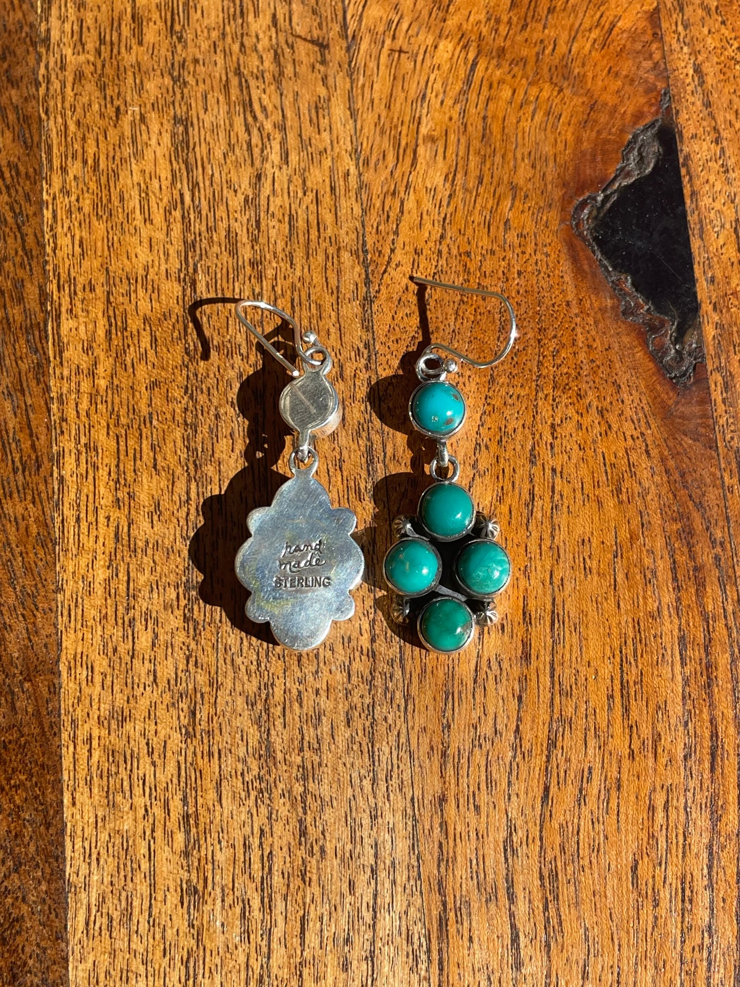 Kingman Turquoise Cluster Dangle Earrings | 925 Sterling Silver C831