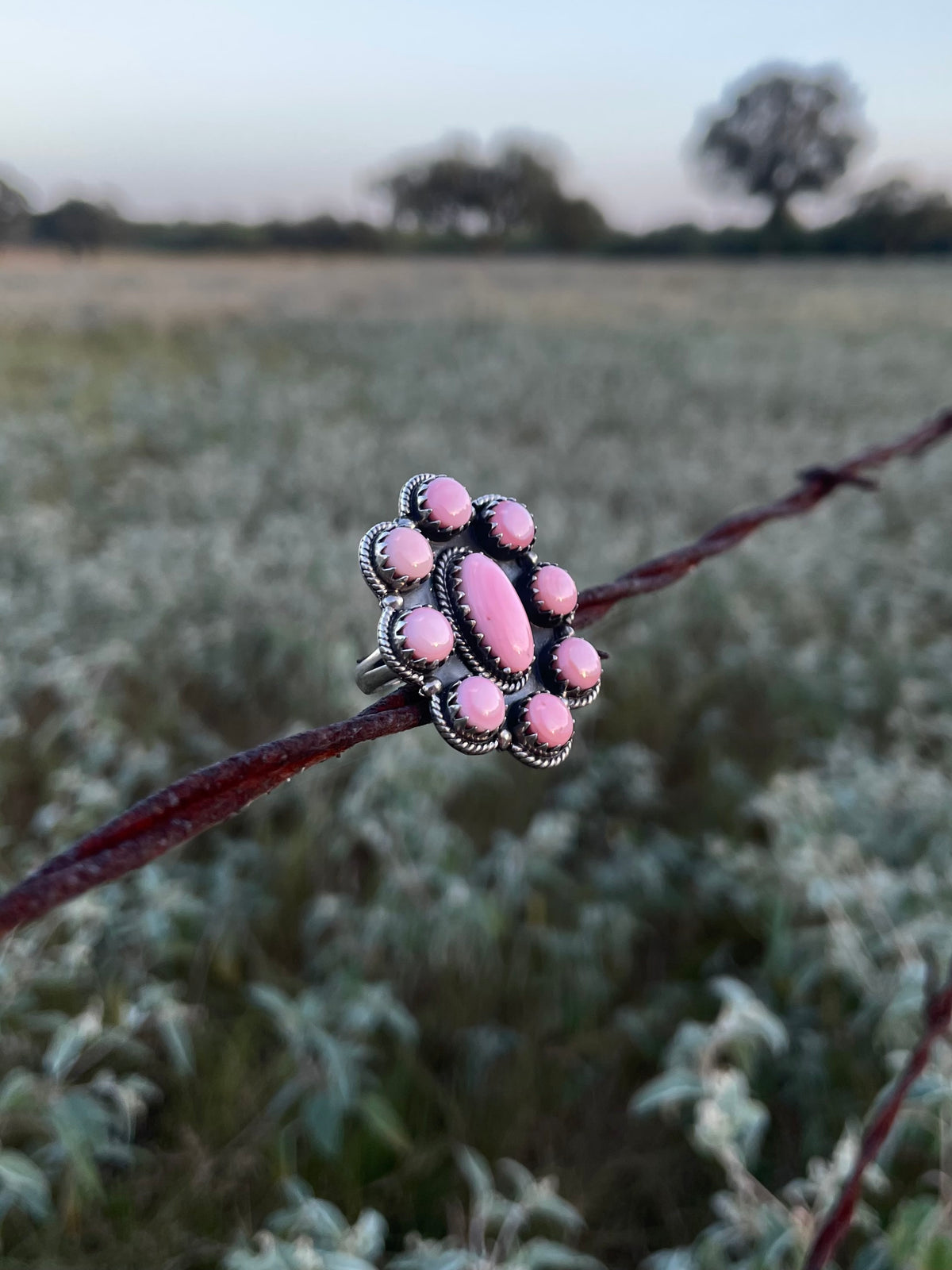 Pink Conch Cluster Ring Size 5.75 | 925 Sterling Silver G745