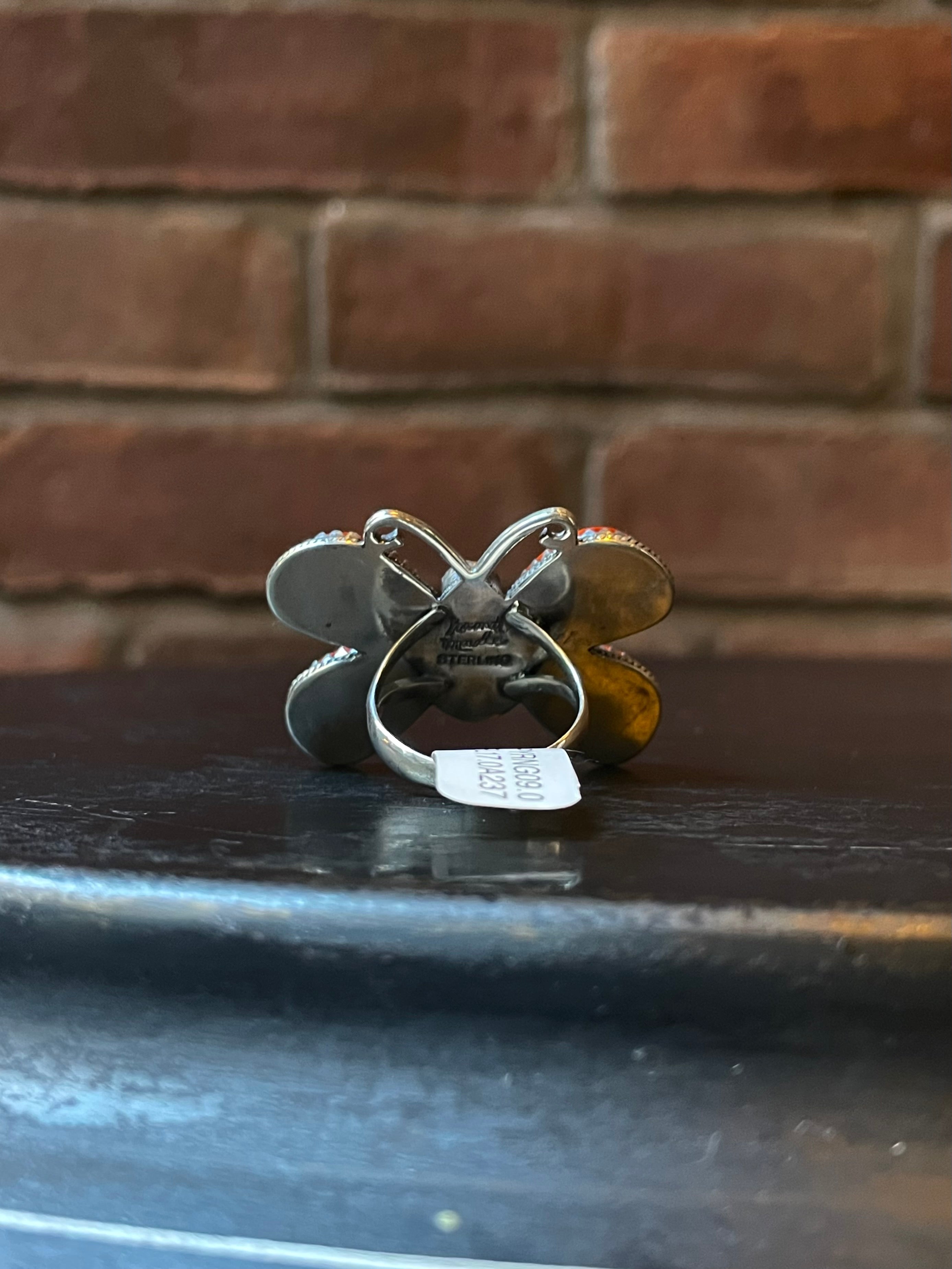 Spiny Oyster Butterfly Ring | Sterling Silver | Size 9 | A237