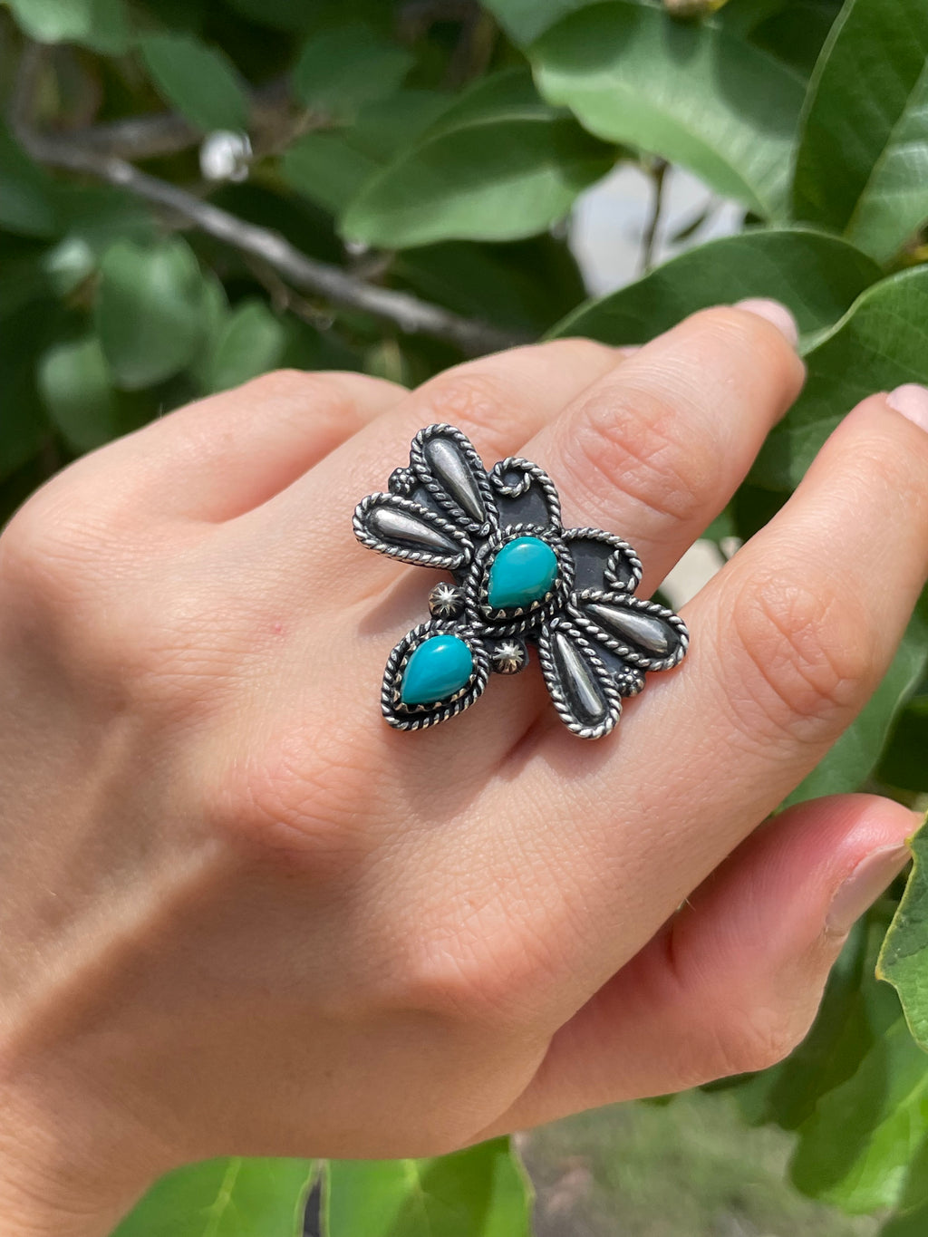 Kingman Turquoise Dragonfly Ring Size 6.5 | 925 Sterling Silver D184